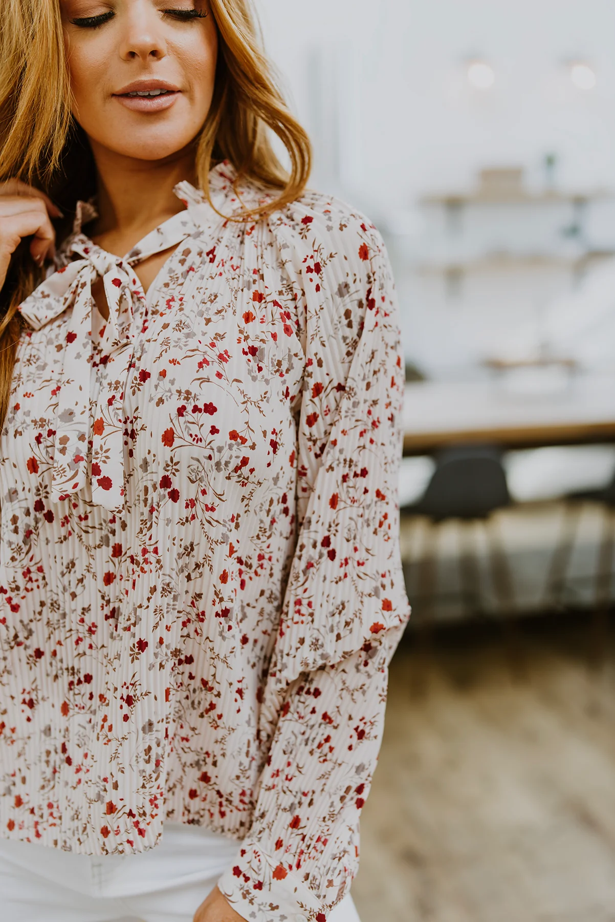 Stella Notched Neck Floral Long Sleeve Blouse - 10/6/2022 - Image 10