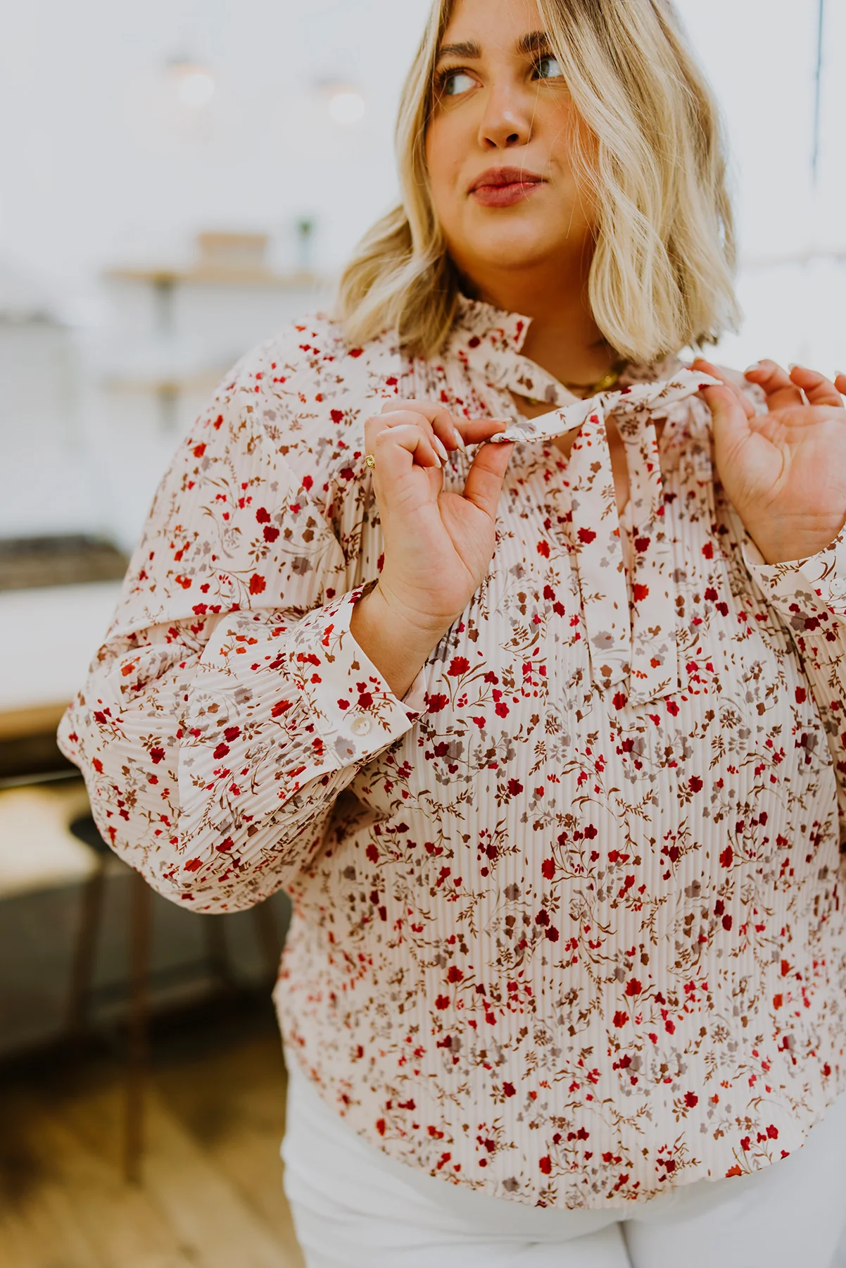 Stella Notched Neck Floral Long Sleeve Blouse - 10/6/2022 - Image 3