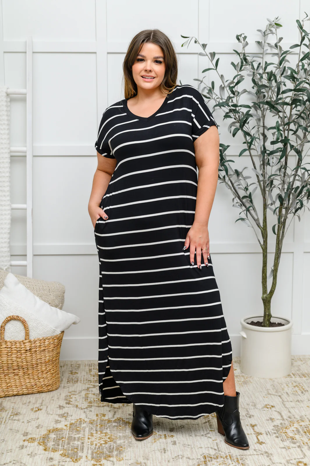 Striped Maxi Dress In Black - 11/22/2022 - Image 6