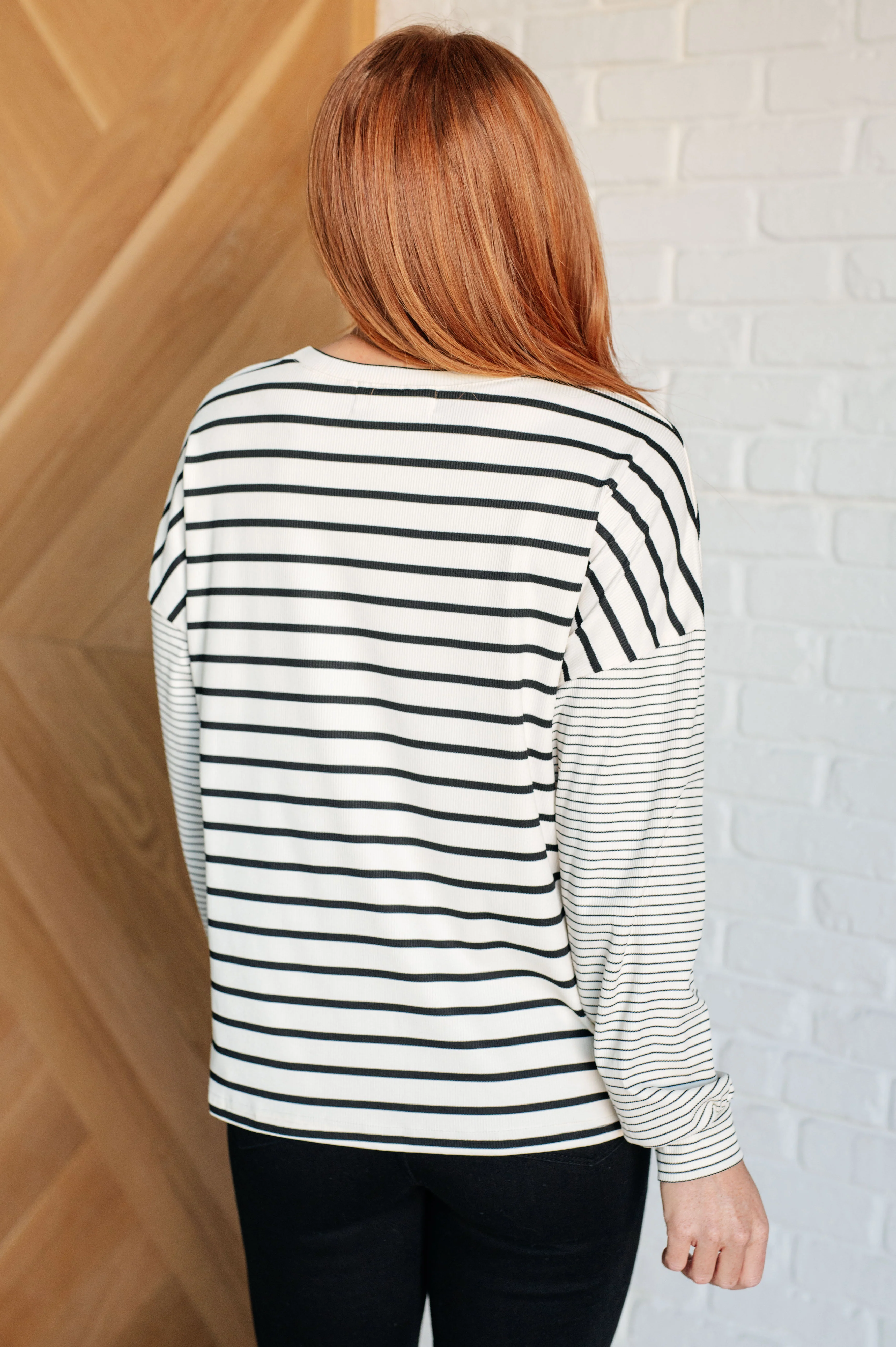 Super Clever Patchwork Striped Top in Ivory - 12/3/2024 - Image 10