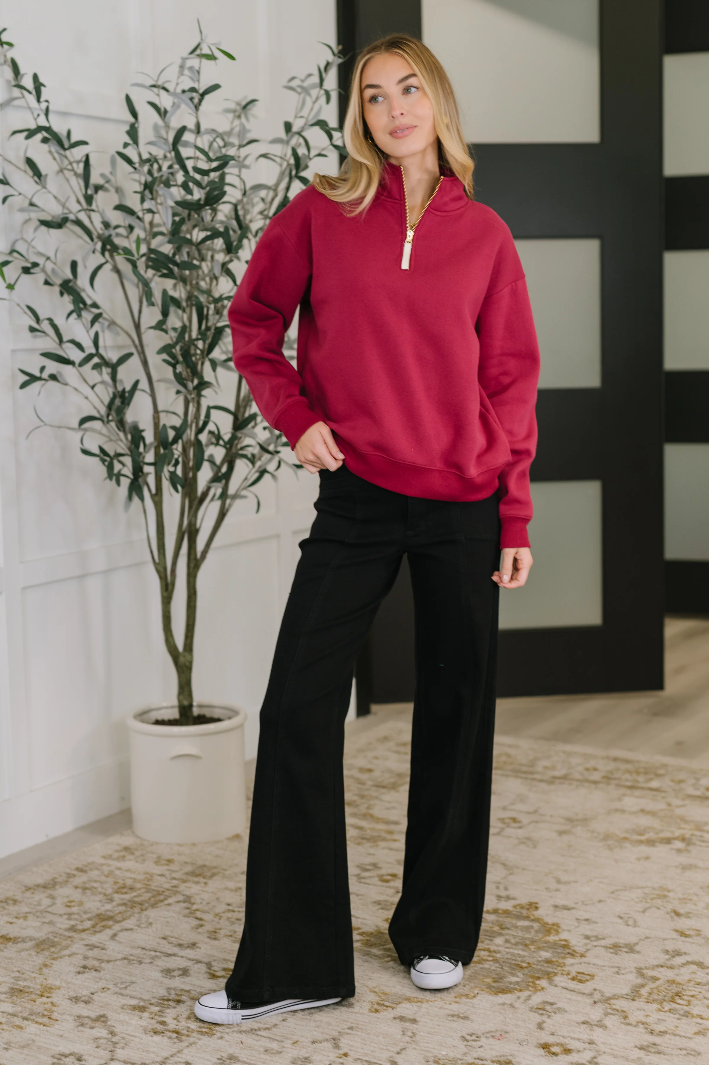 Sweater Weather Half Zip High Neck Pullover in Cabernet - 11/12/2025 - Image 3
