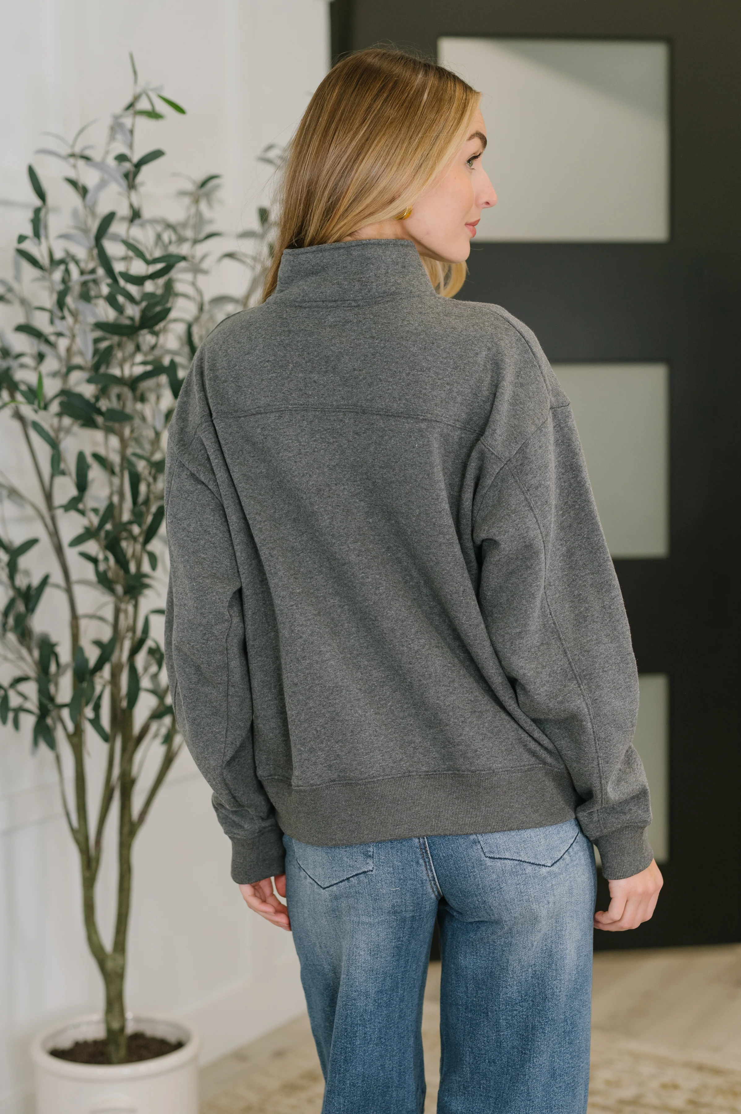 Sweater Weather Half Zip High Neck Pullover in Charcoal - 11/12/2025 - Image 4