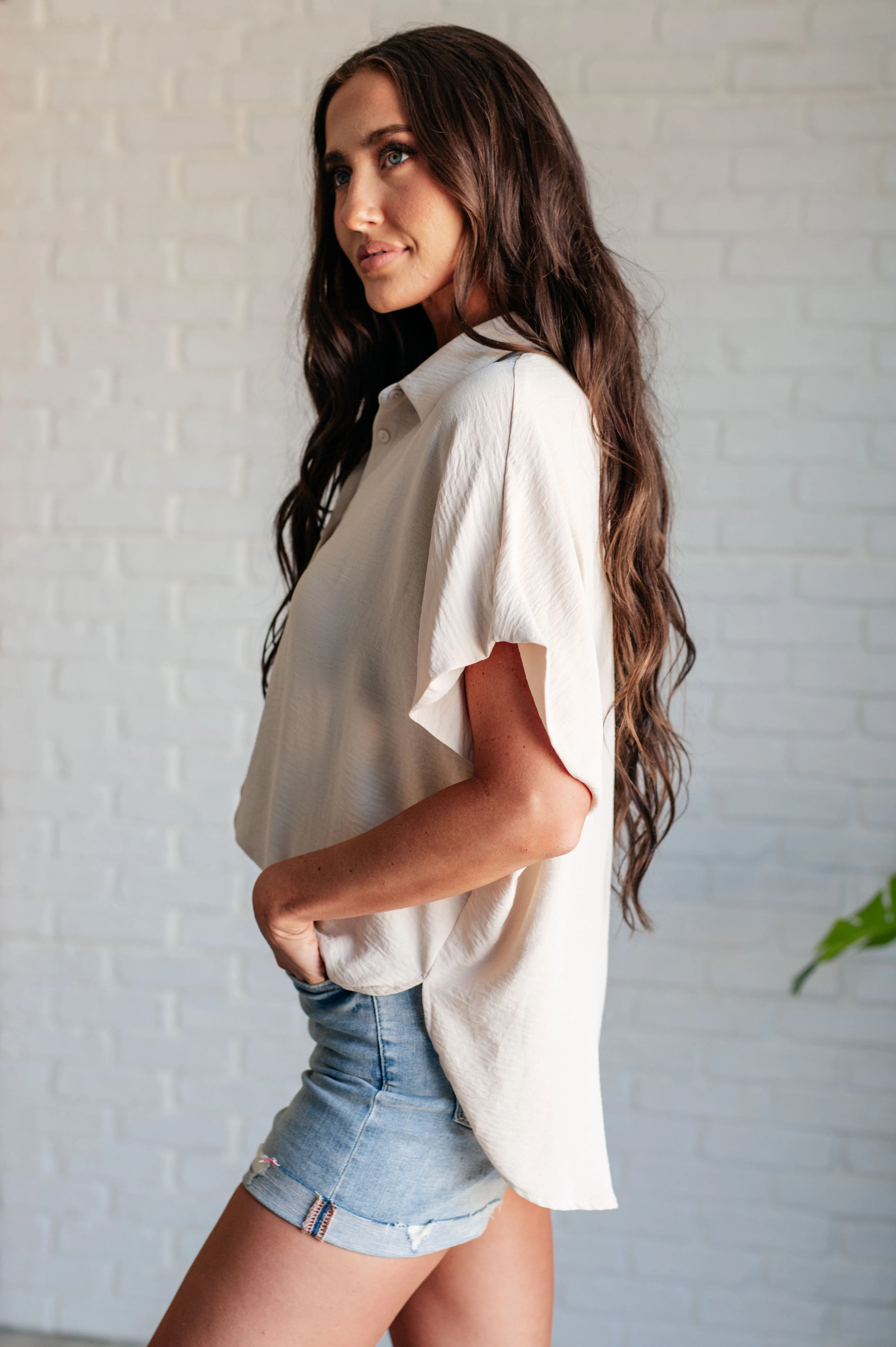 Sweet Simplicity Button Down Blouse in Oatmeal - 7/25/2024 - Image 6