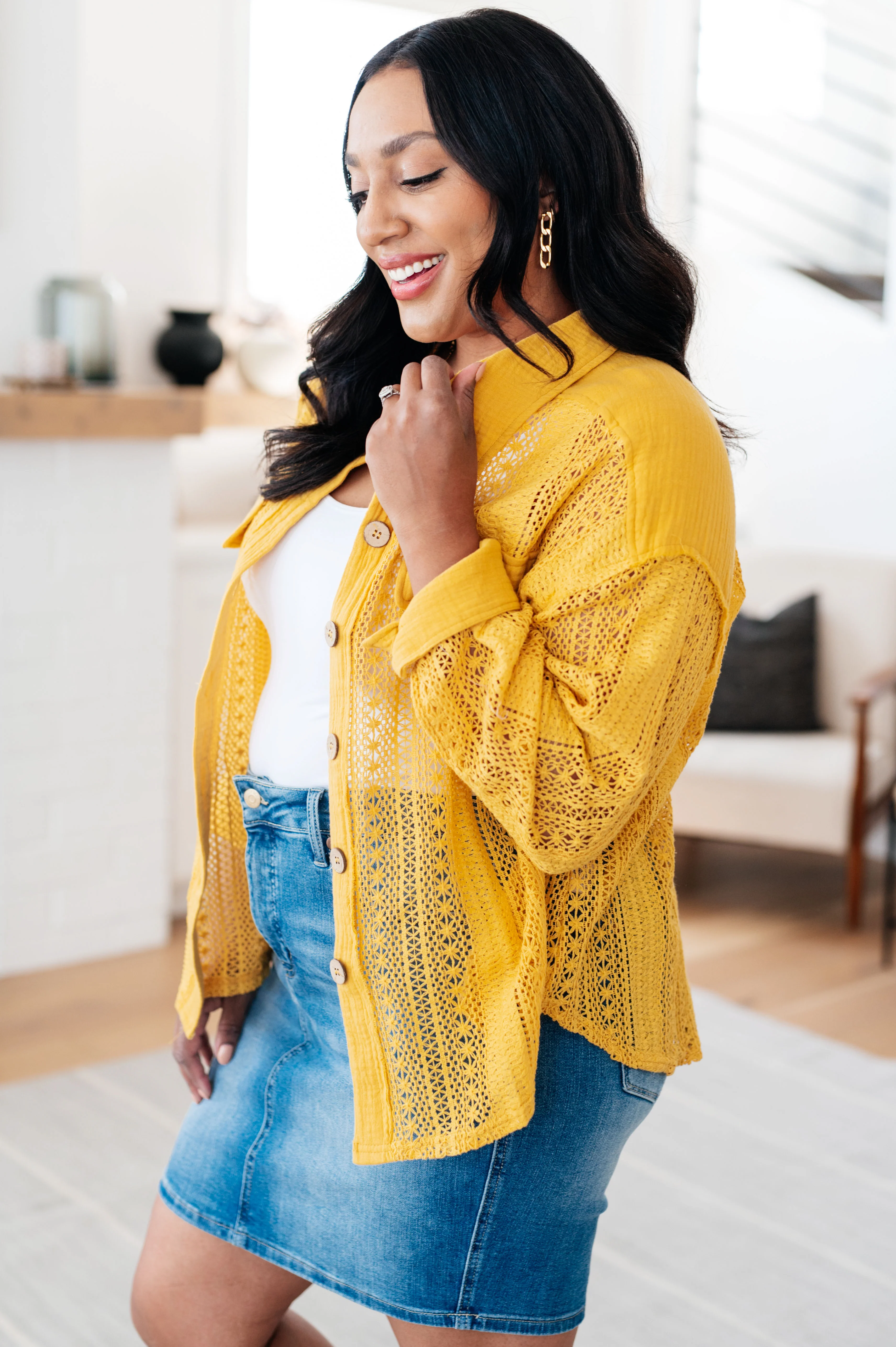 Sweeter Than Nectar Lace Button Down in Honey - 5/7/2024 - Image 7