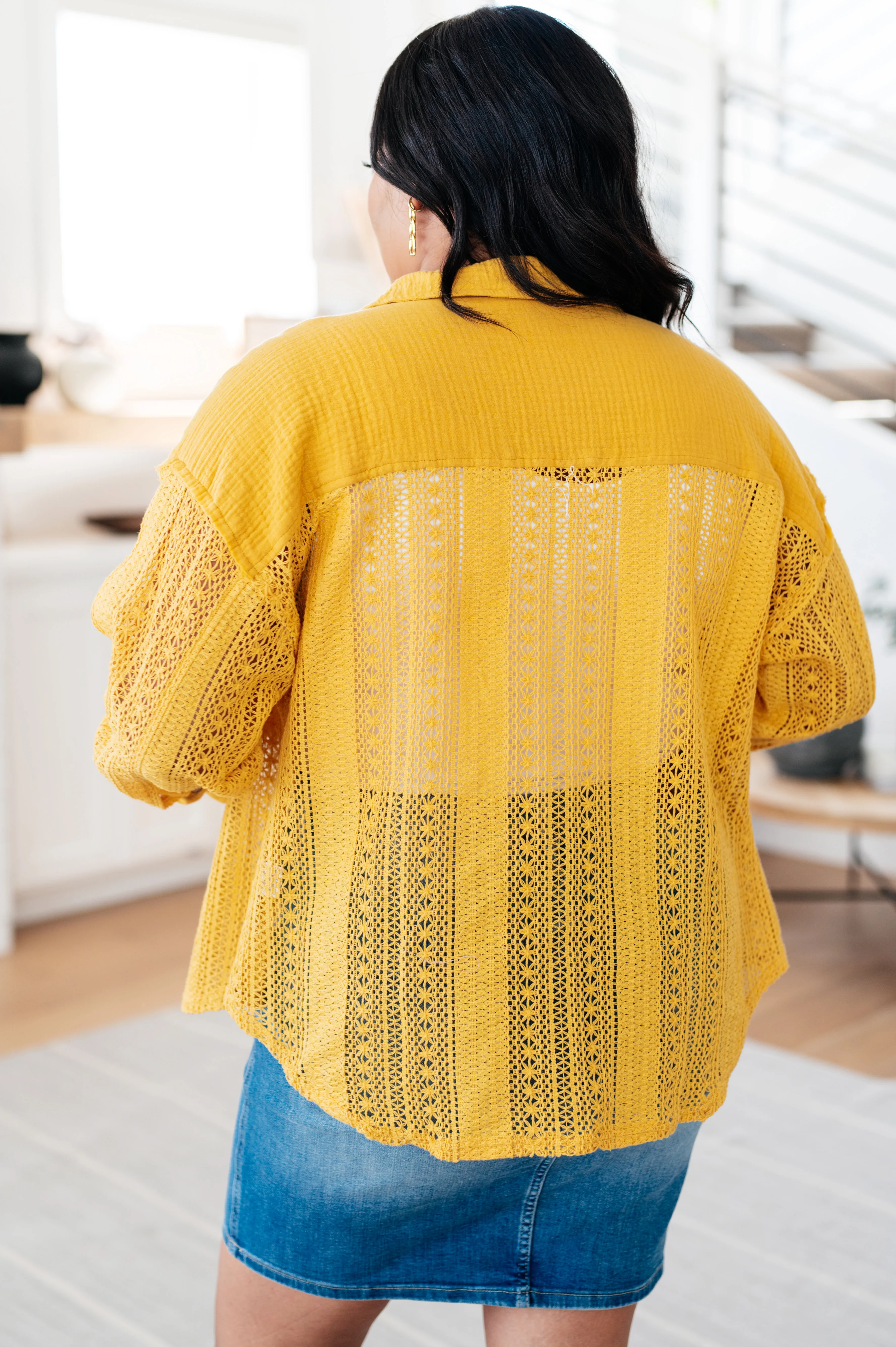 Sweeter Than Nectar Lace Button Down in Honey - 5/7/2024 - Image 9