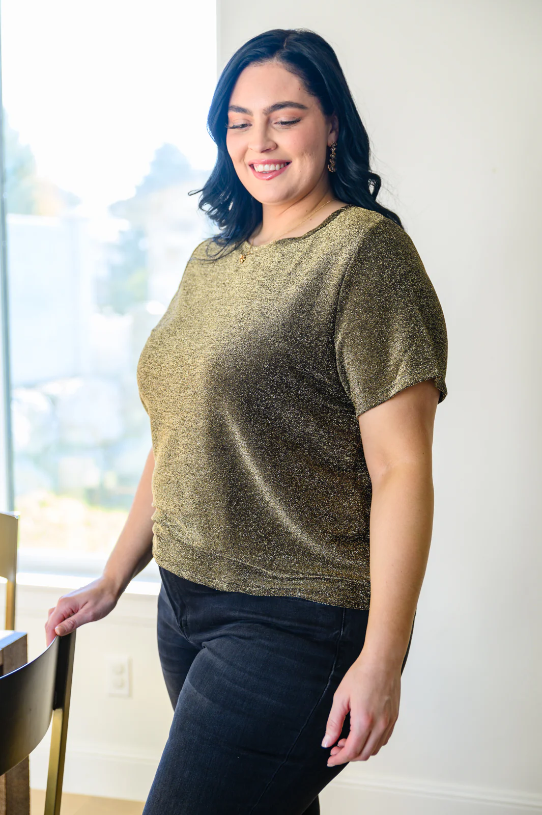 Sweetly Twinkle Short Sleeve Knit Top In Black - 12/6/2022 - Image 2