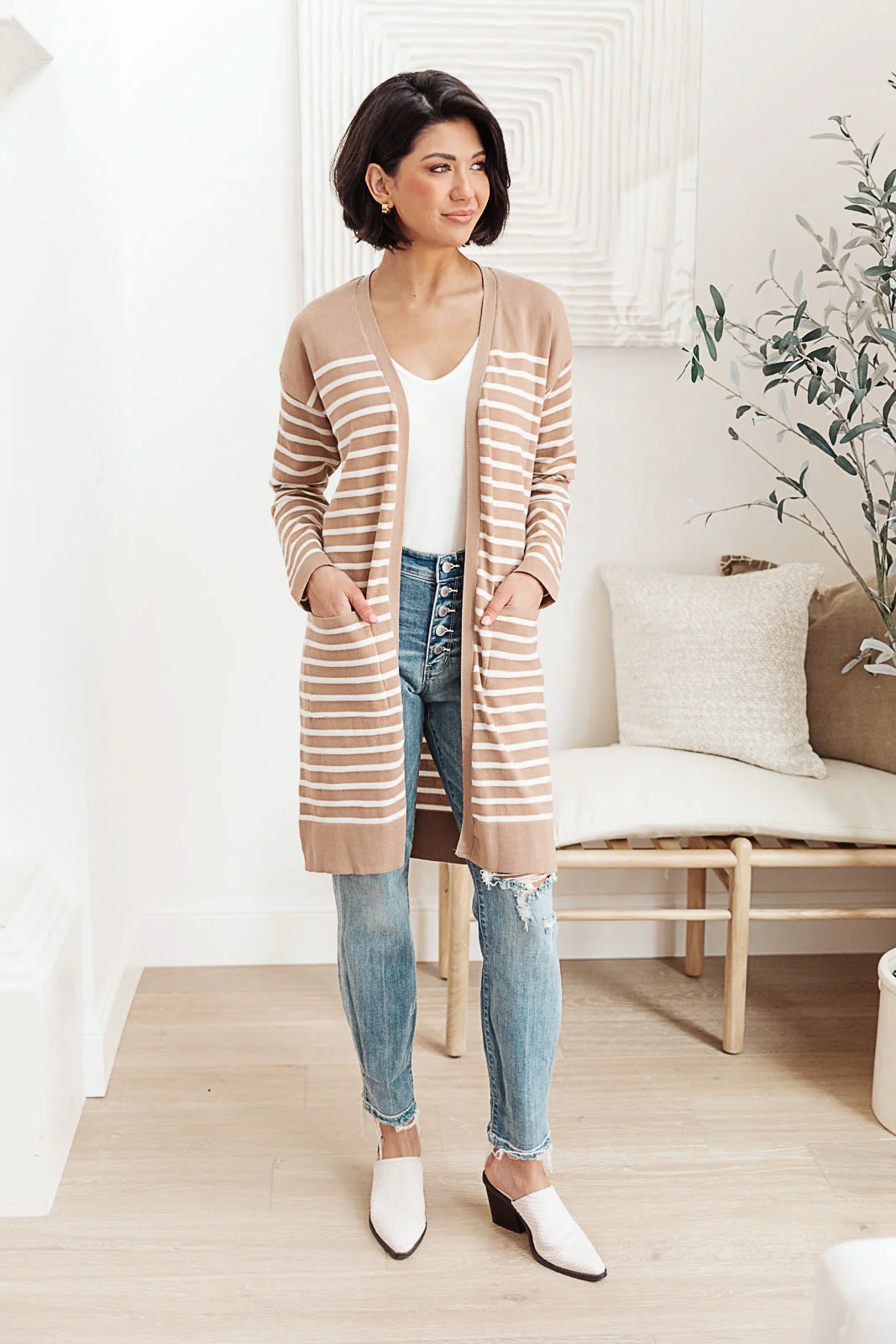 Swift Stripes Pocket Cardigan In Taupe - 2/15/2022 - Image 4