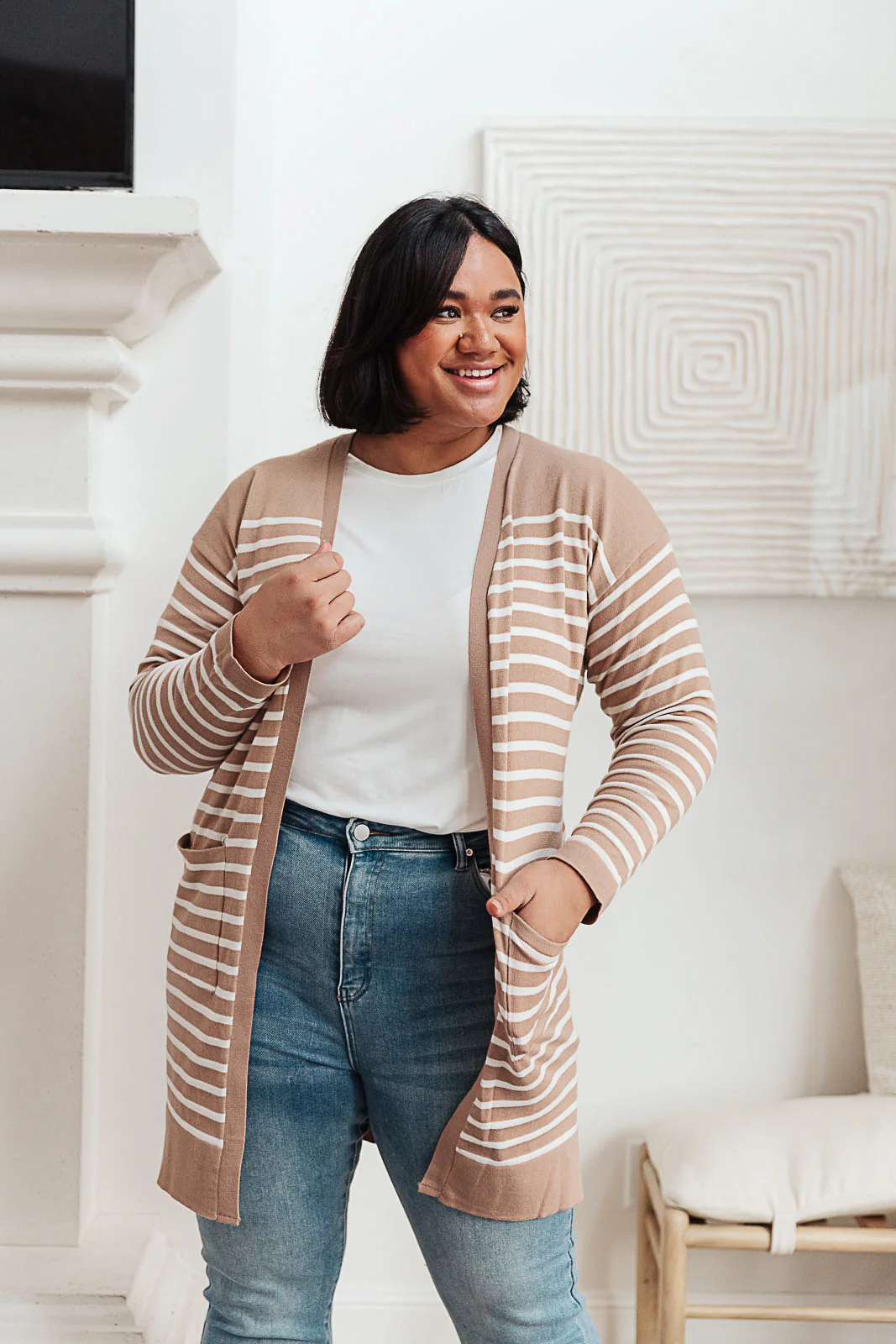 Swift Stripes Pocket Cardigan In Taupe - 2/15/2022 - Image 7