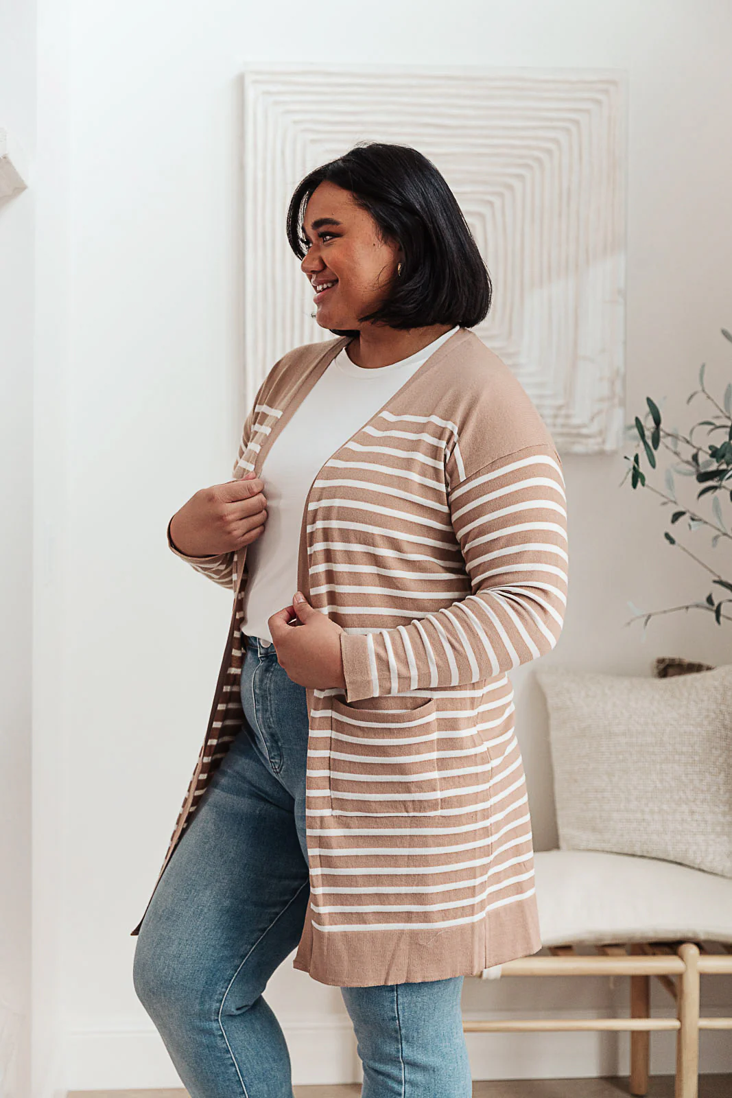 Swift Stripes Pocket Cardigan In Taupe - 2/15/2022 - Image 9