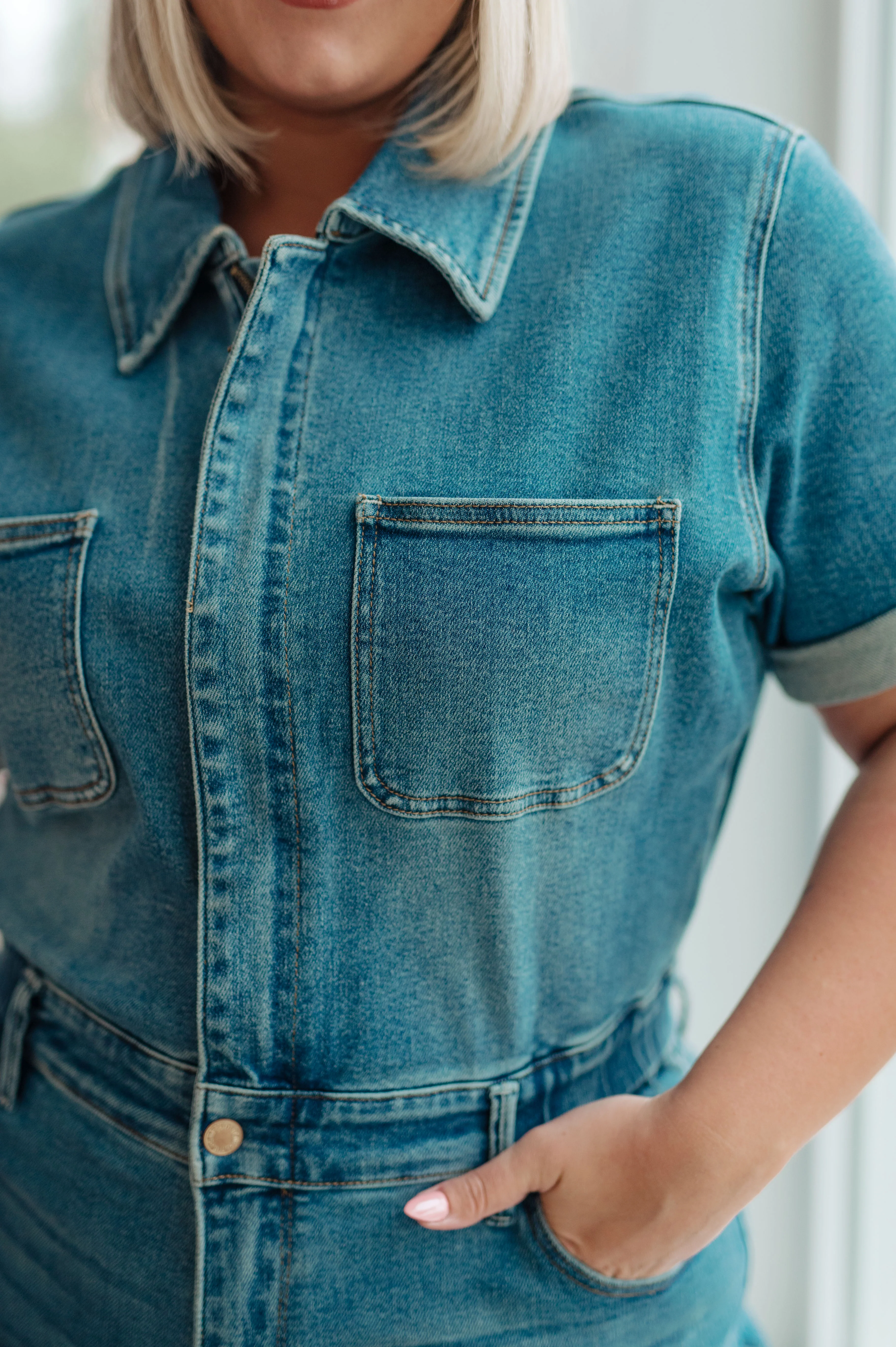 Sylvia Short Sleeve Denim Jumpsuit - 10/11/2023 - Image 5