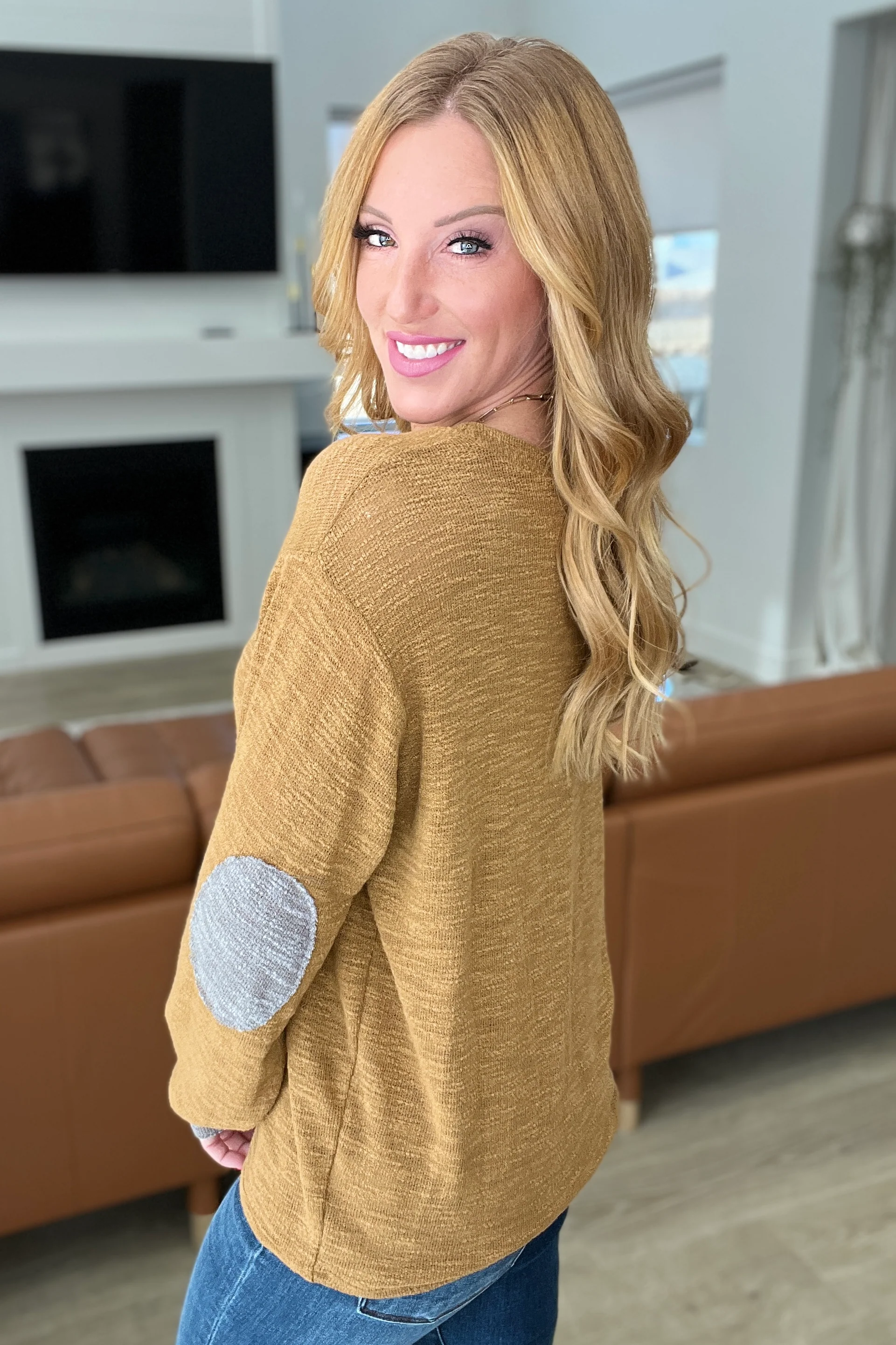 Textured Top with Elbow Patches in Camel - 11/22/2023 - Image 4