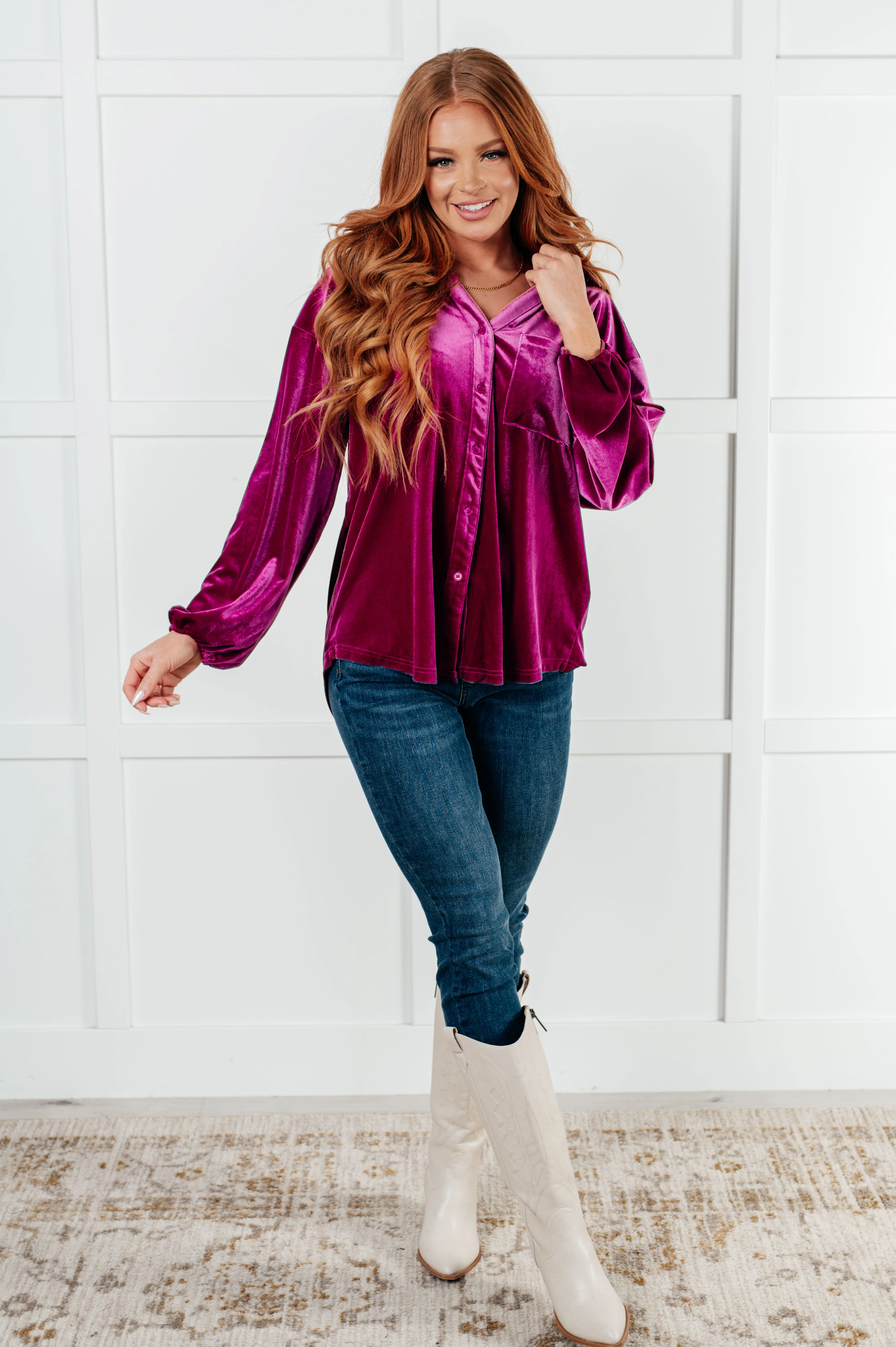 The Best Policy Velvet Balloon Sleeve Top - 12/12/2024 - Image 3