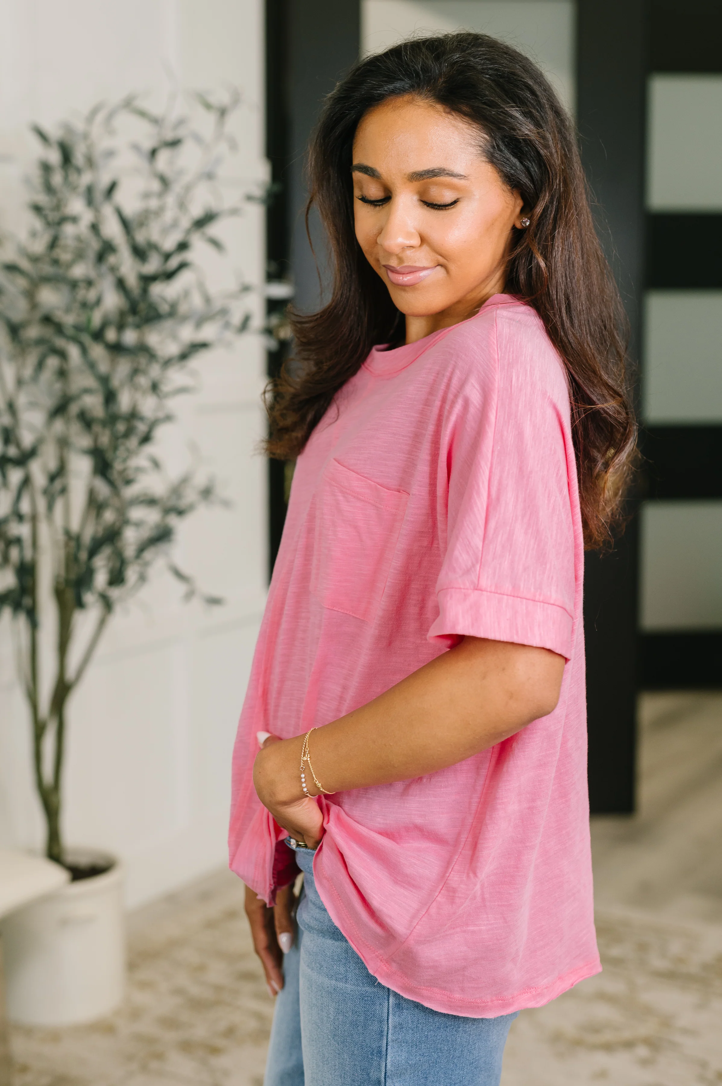 The Layback Relaxed Basic Tee in Pink - 7/24/2026 - Image 4