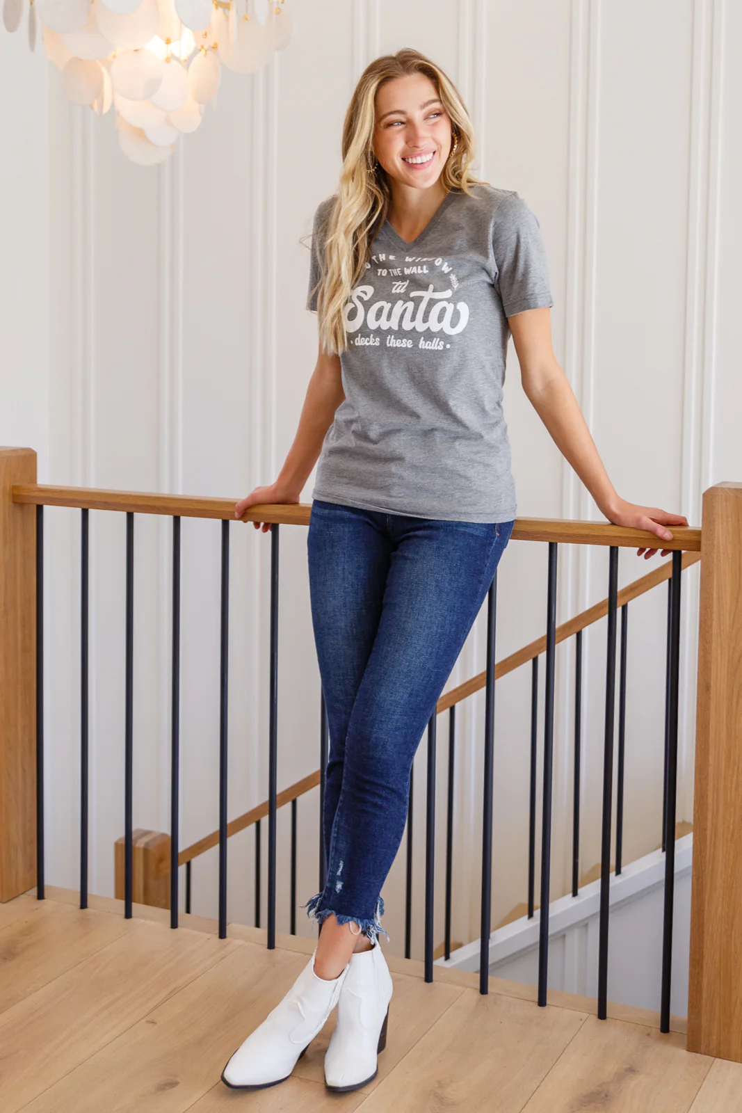 To The Window Graphic V Neck Tee In Gray - 11/15/2022 - Image 2