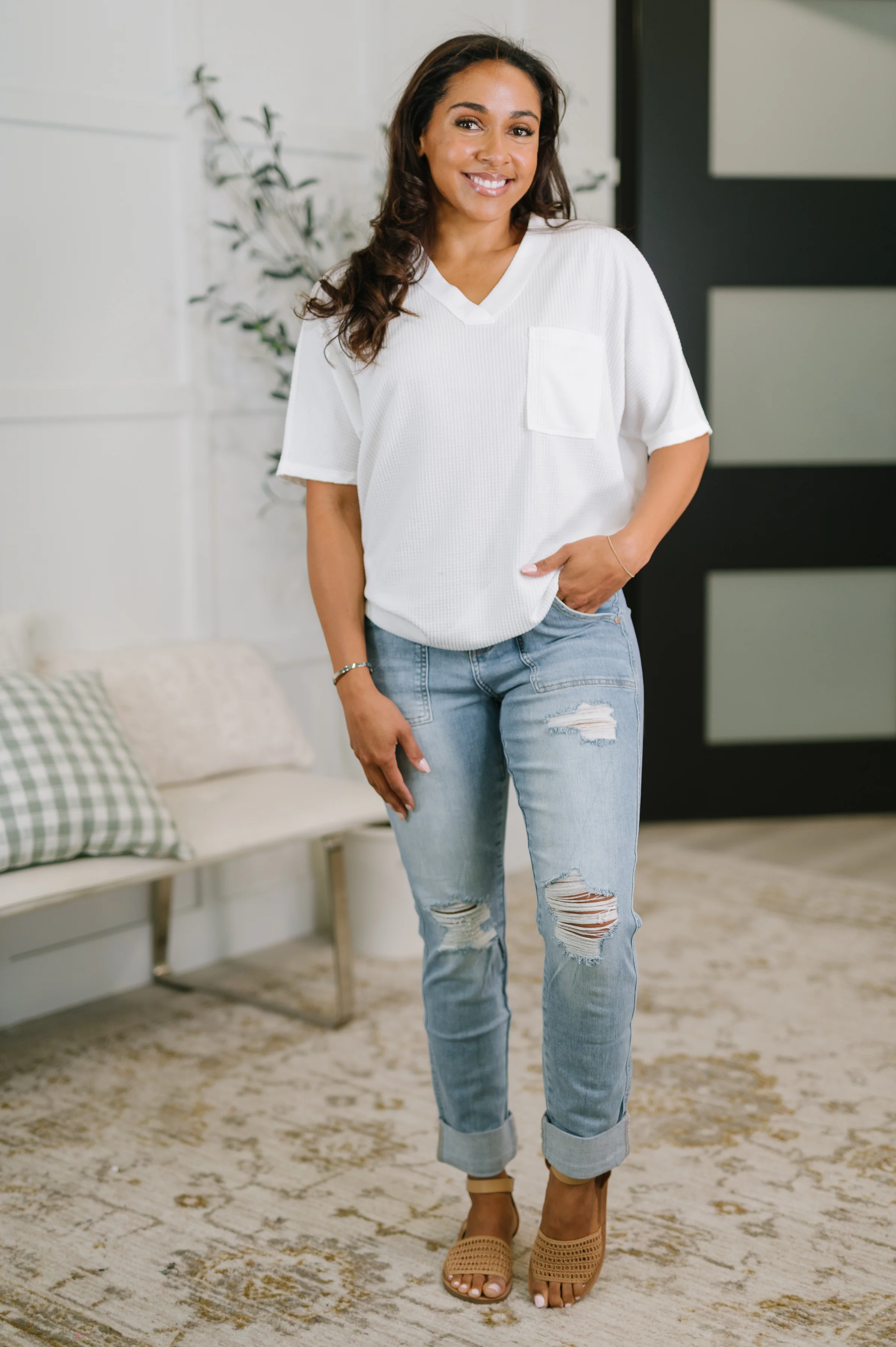 Together We're Unlimited Basic V-Neck Tee in Ivory - 5/5/2026 NEW - Image 3