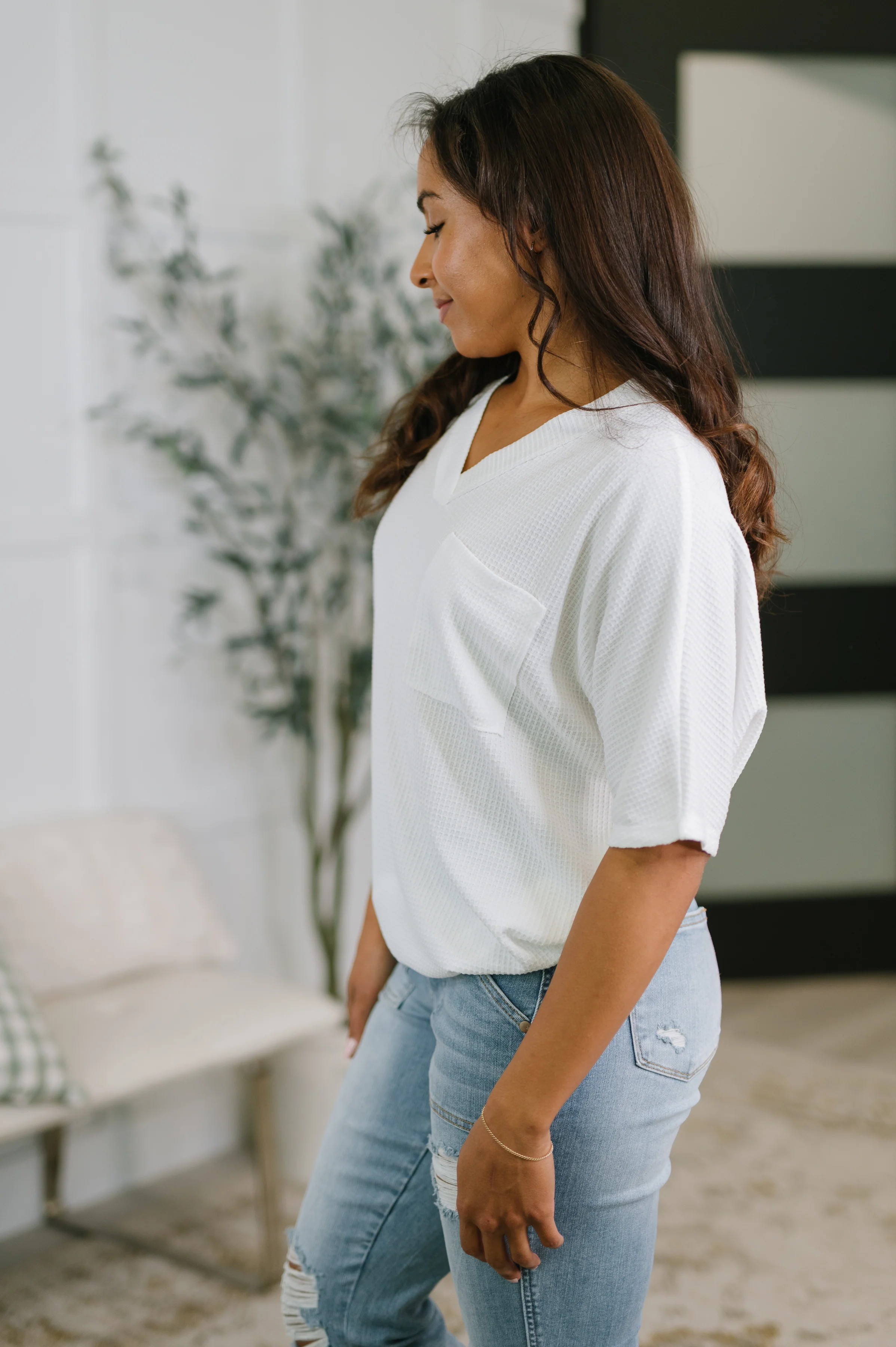 Together We're Unlimited Basic V-Neck Tee in Ivory - 5/5/2026 NEW - Image 4