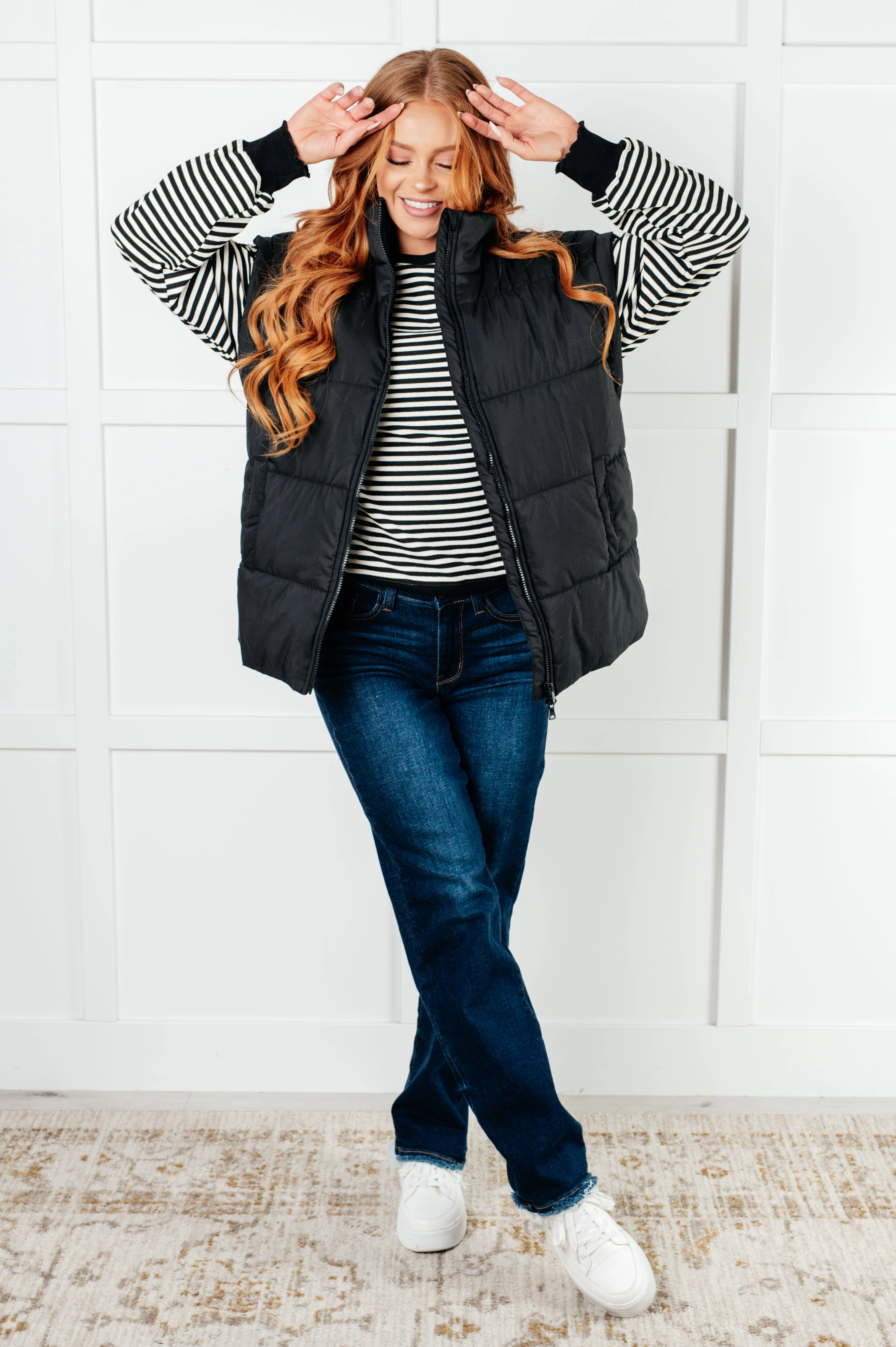 Too Good to Be True Striped Drop Shoulder Top in Black - 1/16/2025 - Image 3