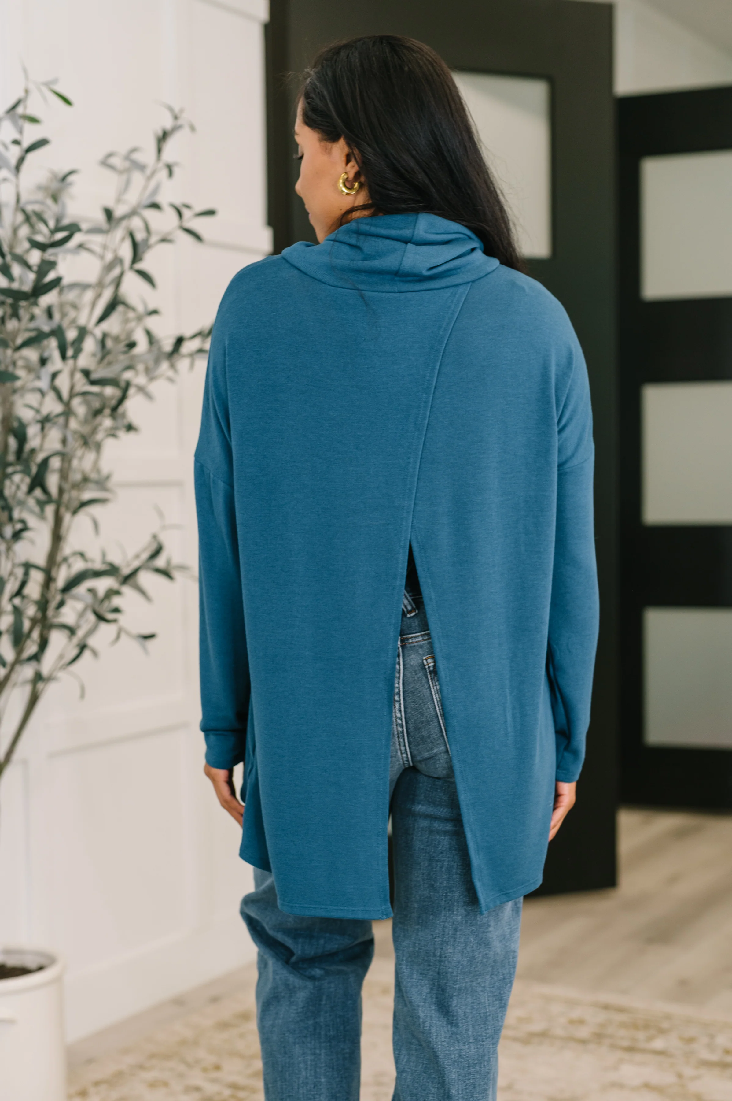 Travel Destination Cowl Neck Pullover in Dark Teal - 10/24/2025 - Image 4