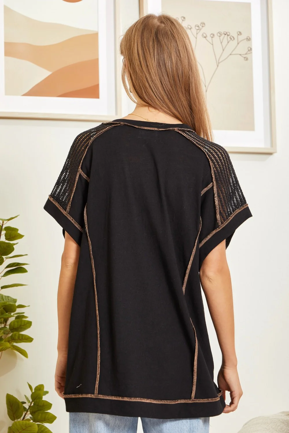 Tunic Top with V-Neckline and Shoulder Details - Image 4