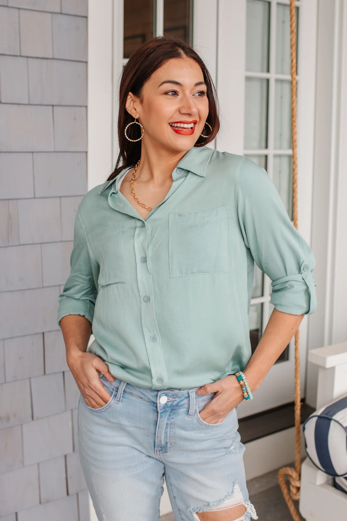Unwavering Confidence Blouse in Light Blue - 4/7/2022 - Image 13