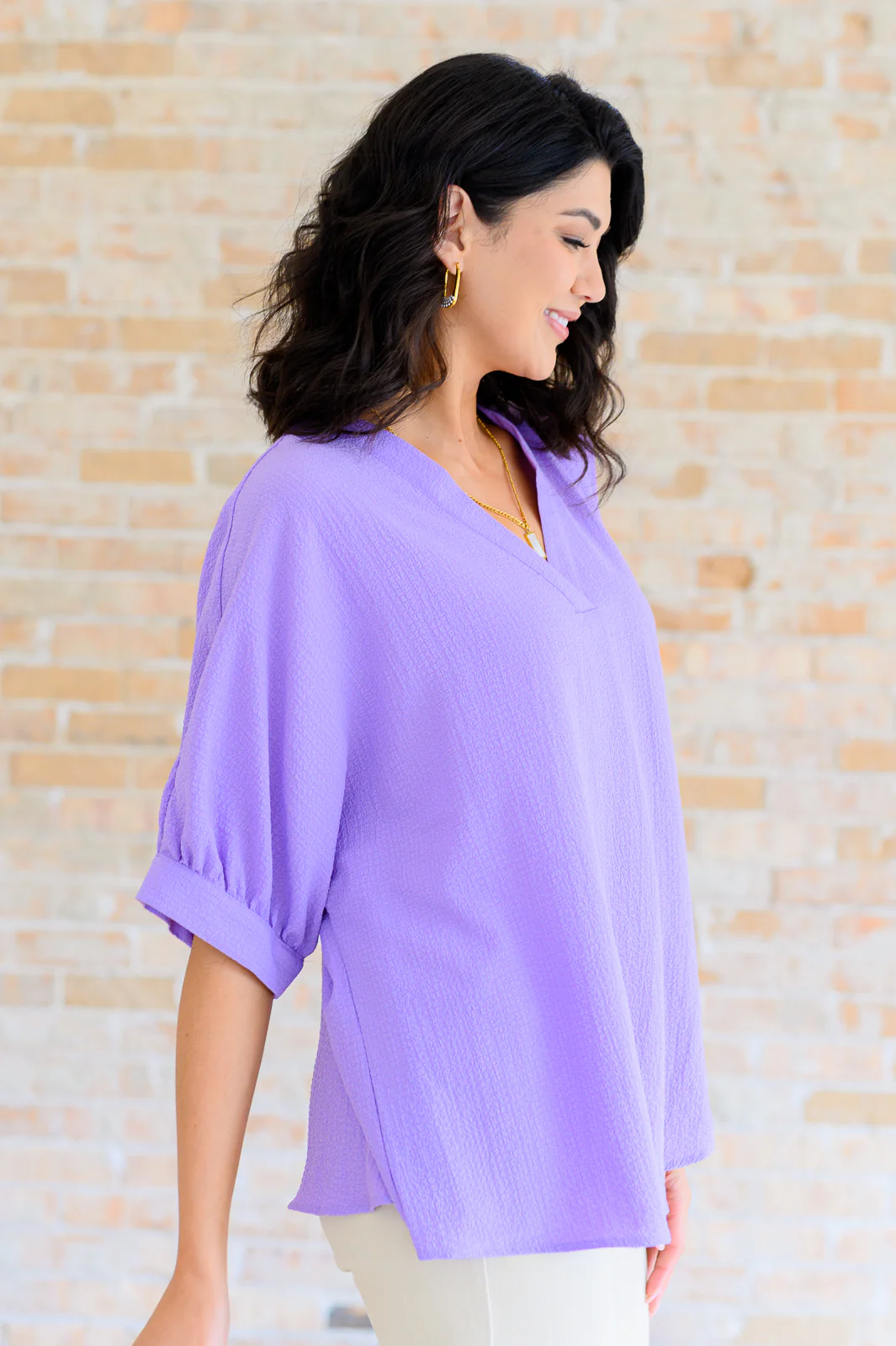 Up For Anything V-Neck Blouse in Lavender - 6/14/2024 - Image 3