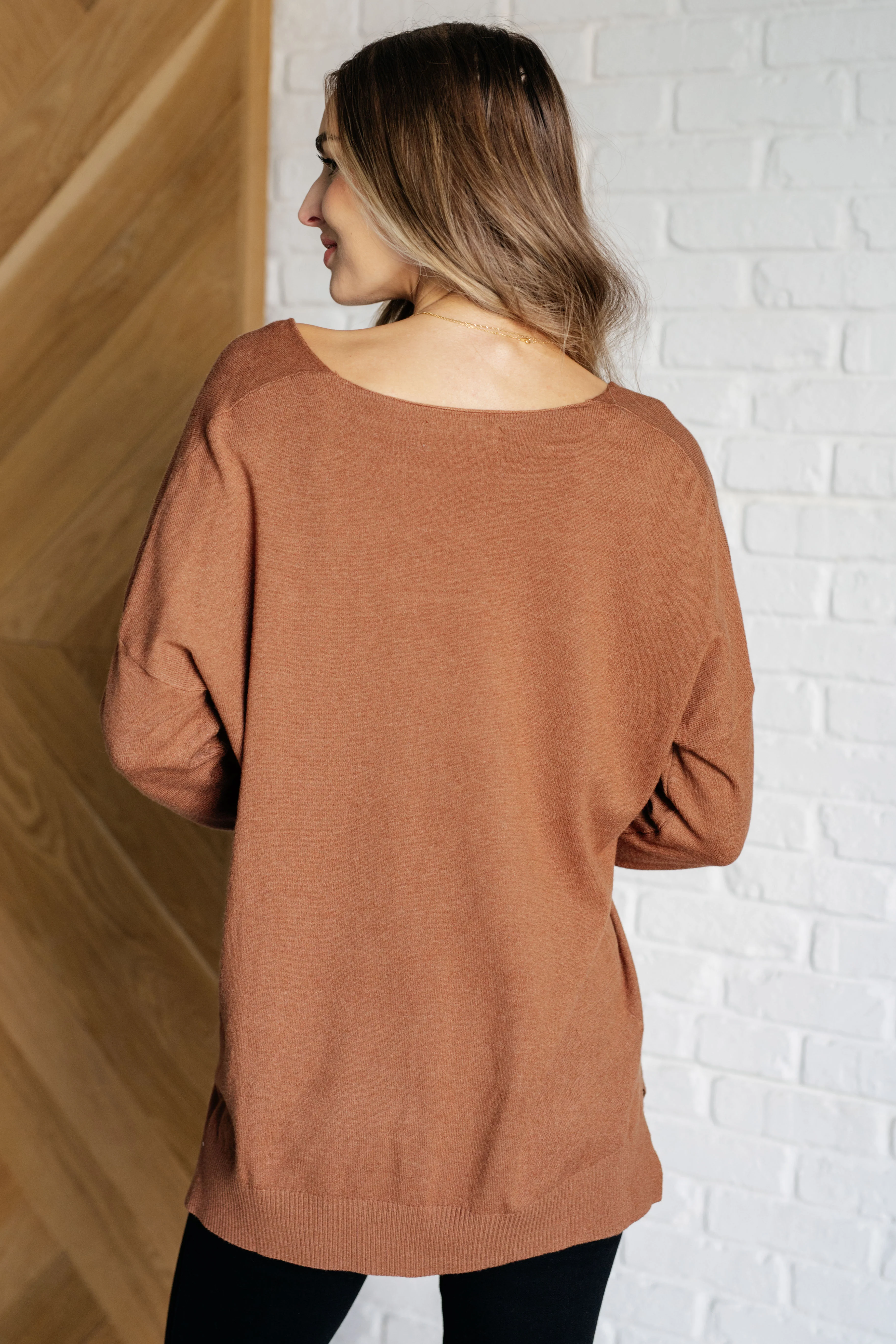 V-Neck Front Seam Sweater in Deep Camel - 9/25/2024 - Image 8