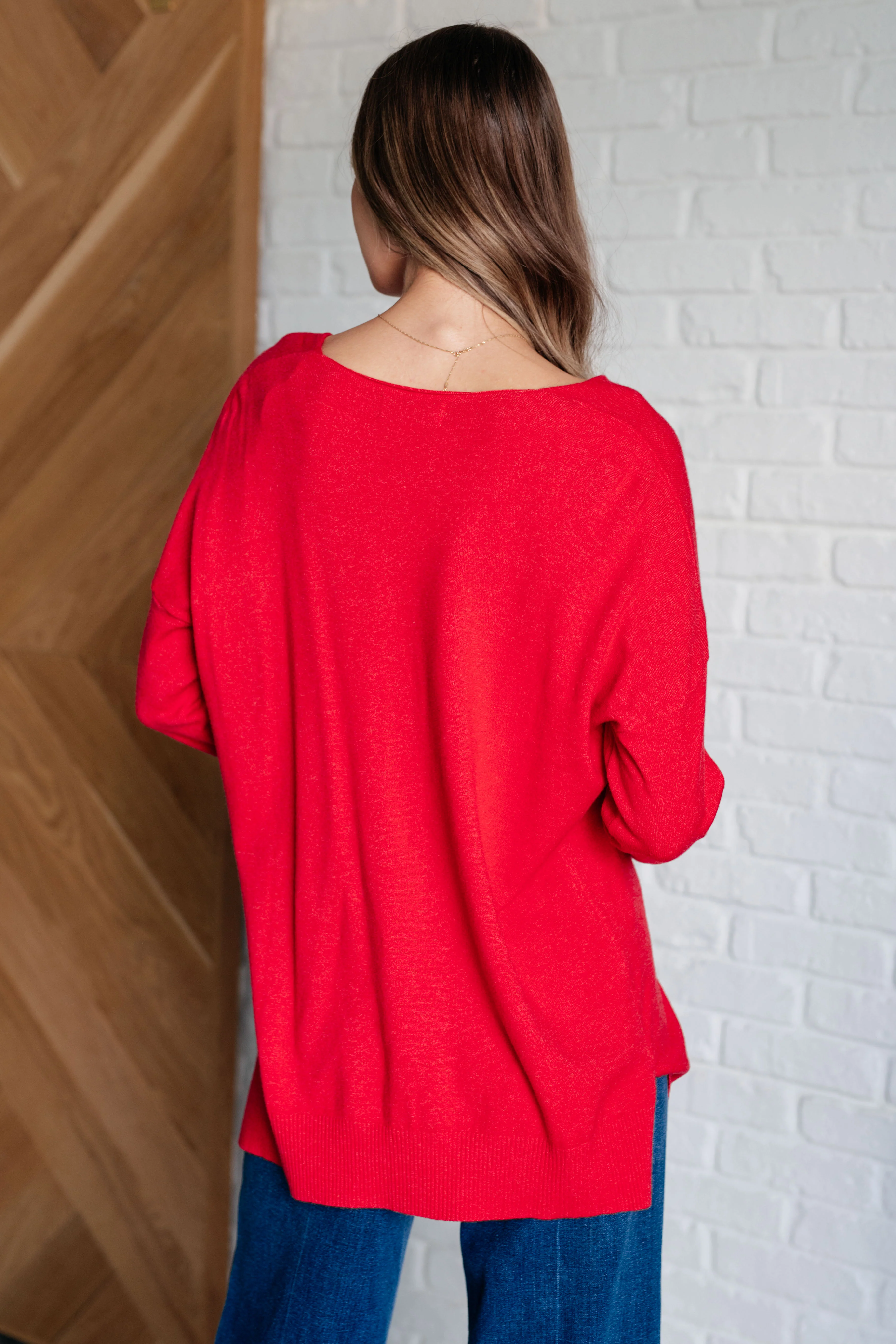 V-Neck Front Seam Sweater in Heather Red - 9/25/2024 - Image 7