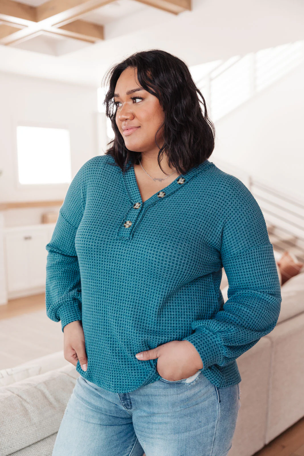 Waffle Love Thermal Top In Blue - 12/14/2021 - Image 14