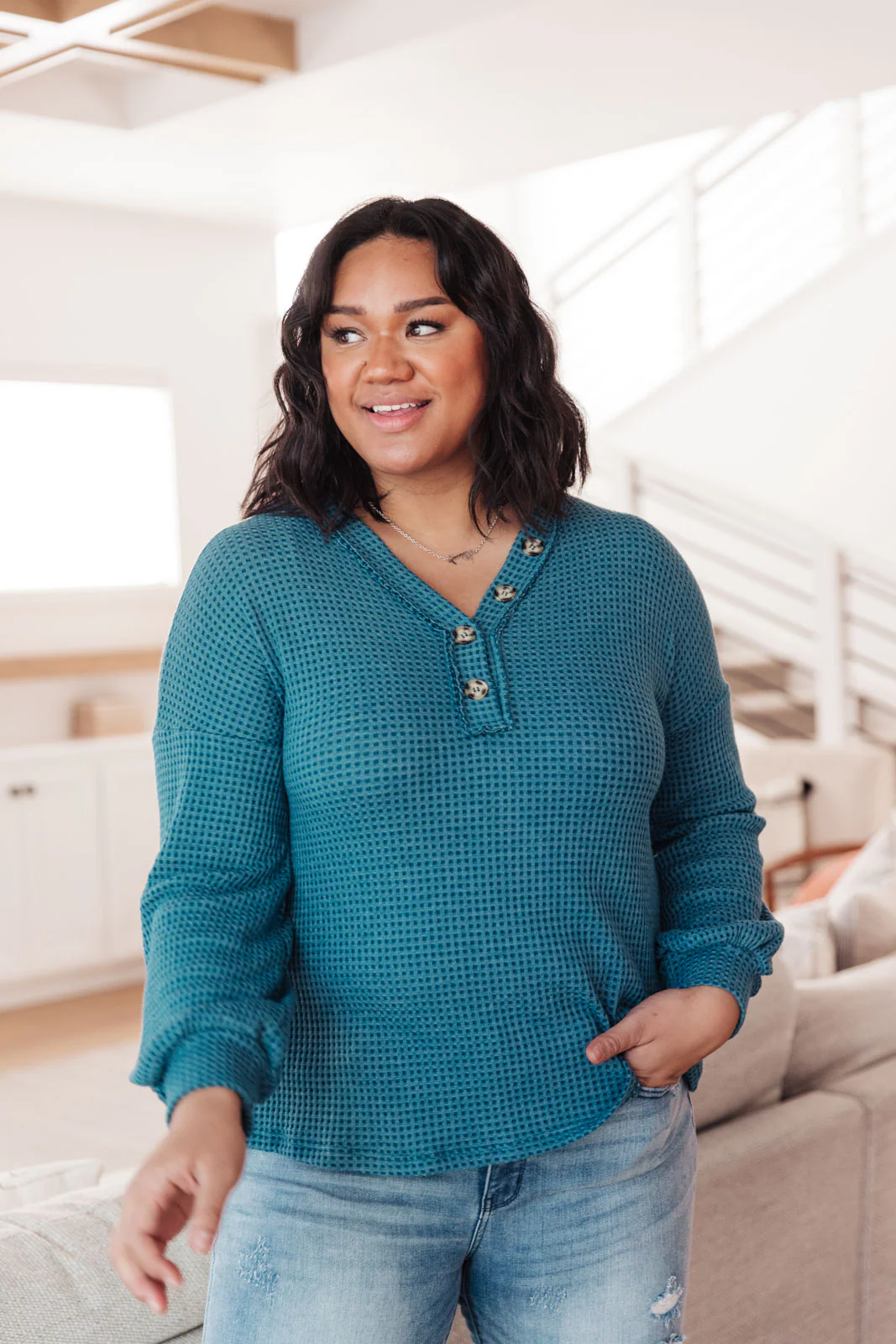Waffle Love Thermal Top In Blue - 12/14/2021 - Image 22