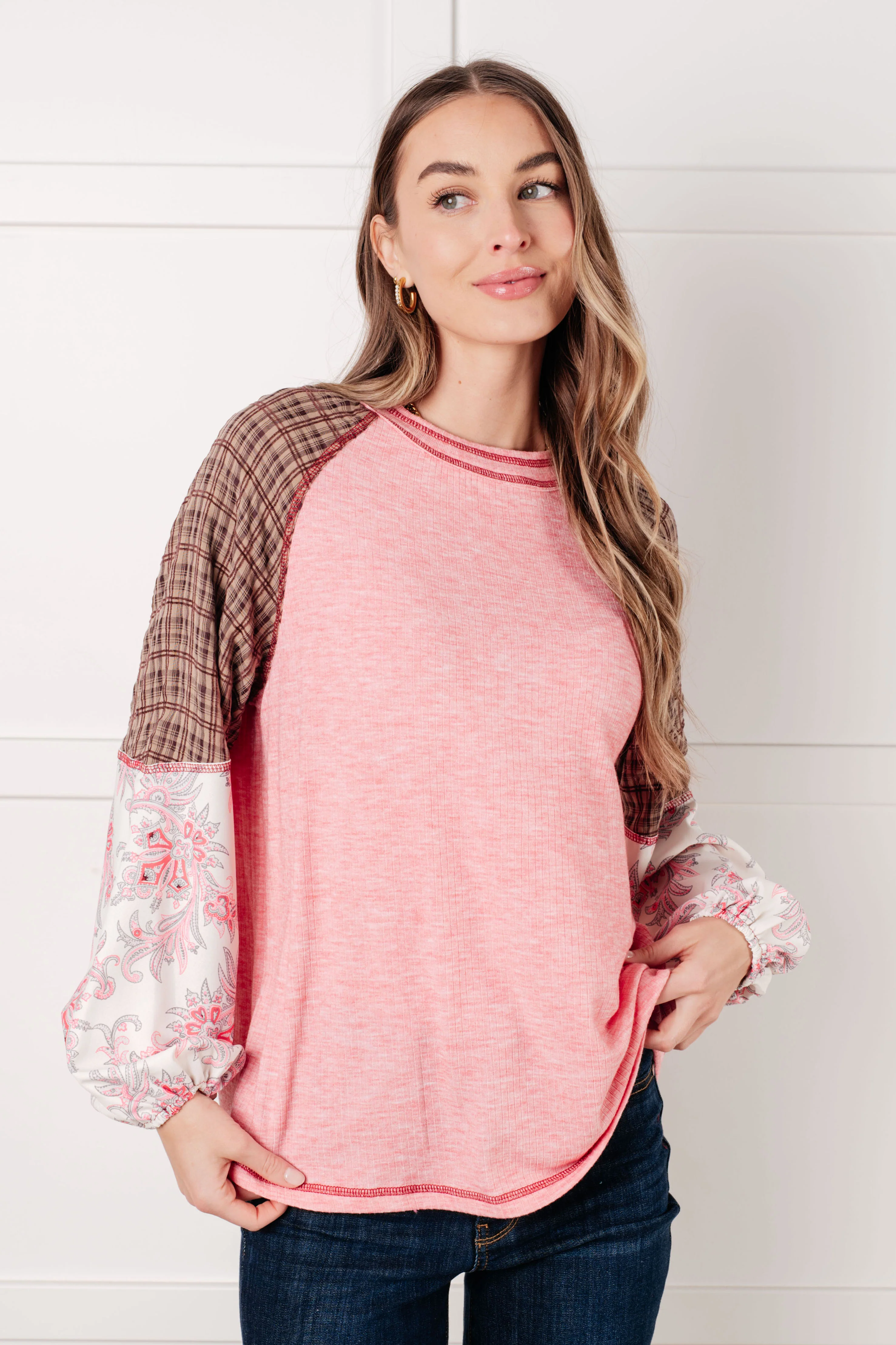 Walk for Miles Floral Color Block Top - 2/16/2026