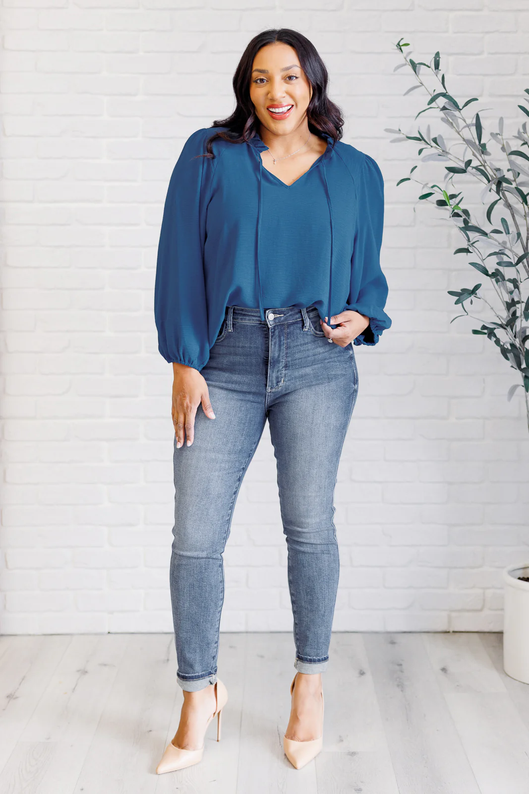 We Believe Keyhole Tie Detail Blouse - 8/25/2025 - Image 4