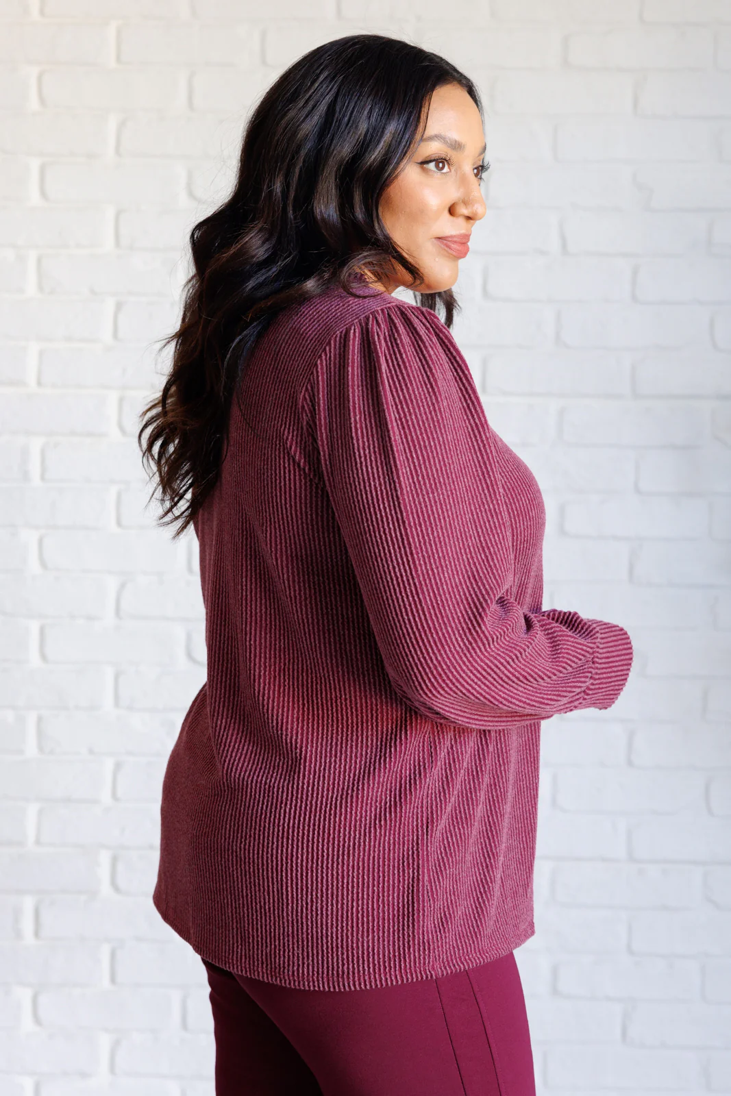 When the Sun Goes Down Mineral Wash Ribbed Knit Top in Wine - 9/17/2024 - Image 7