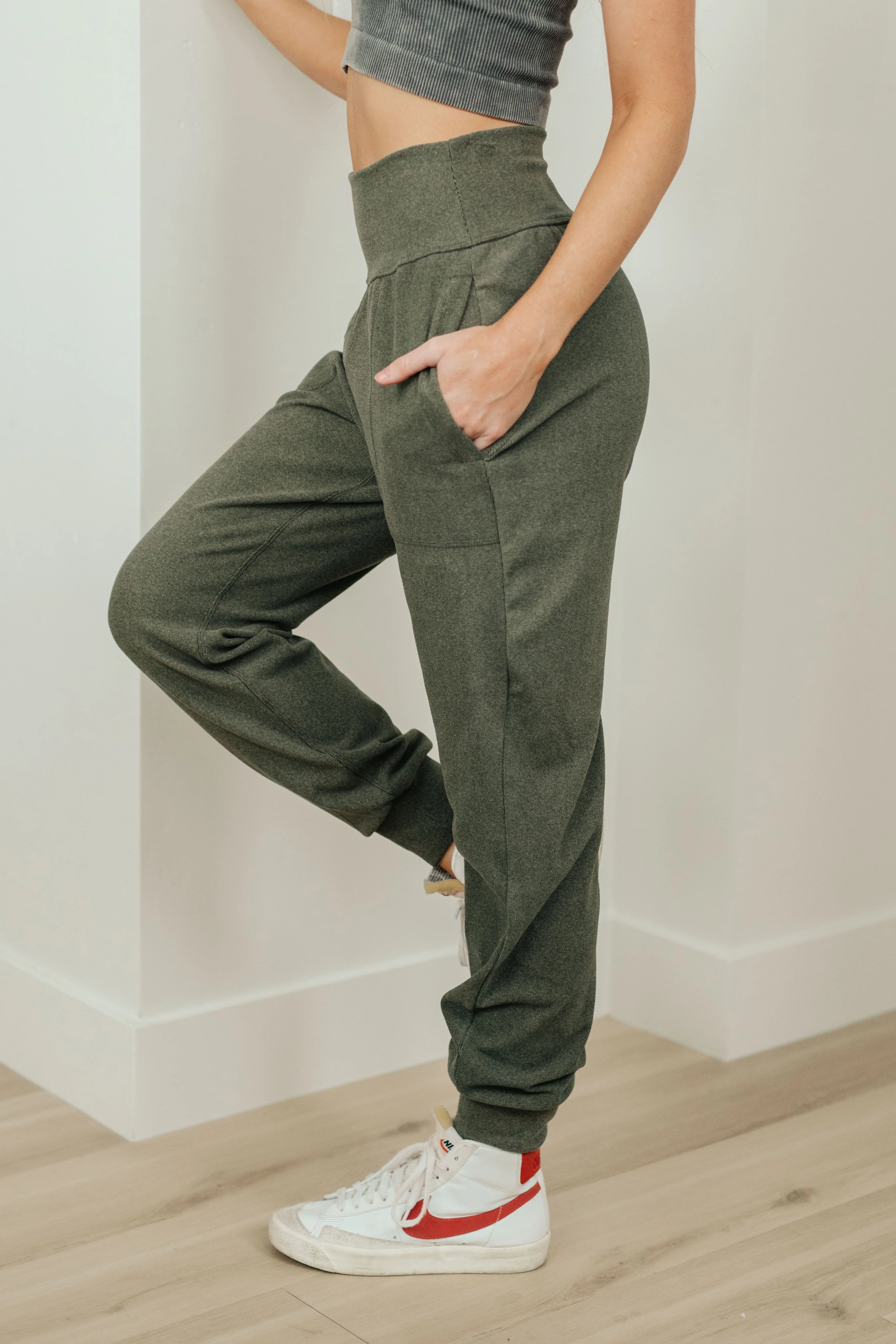 Where Are You High Rise Joggers in Olive - 12/19/2023 - Image 6