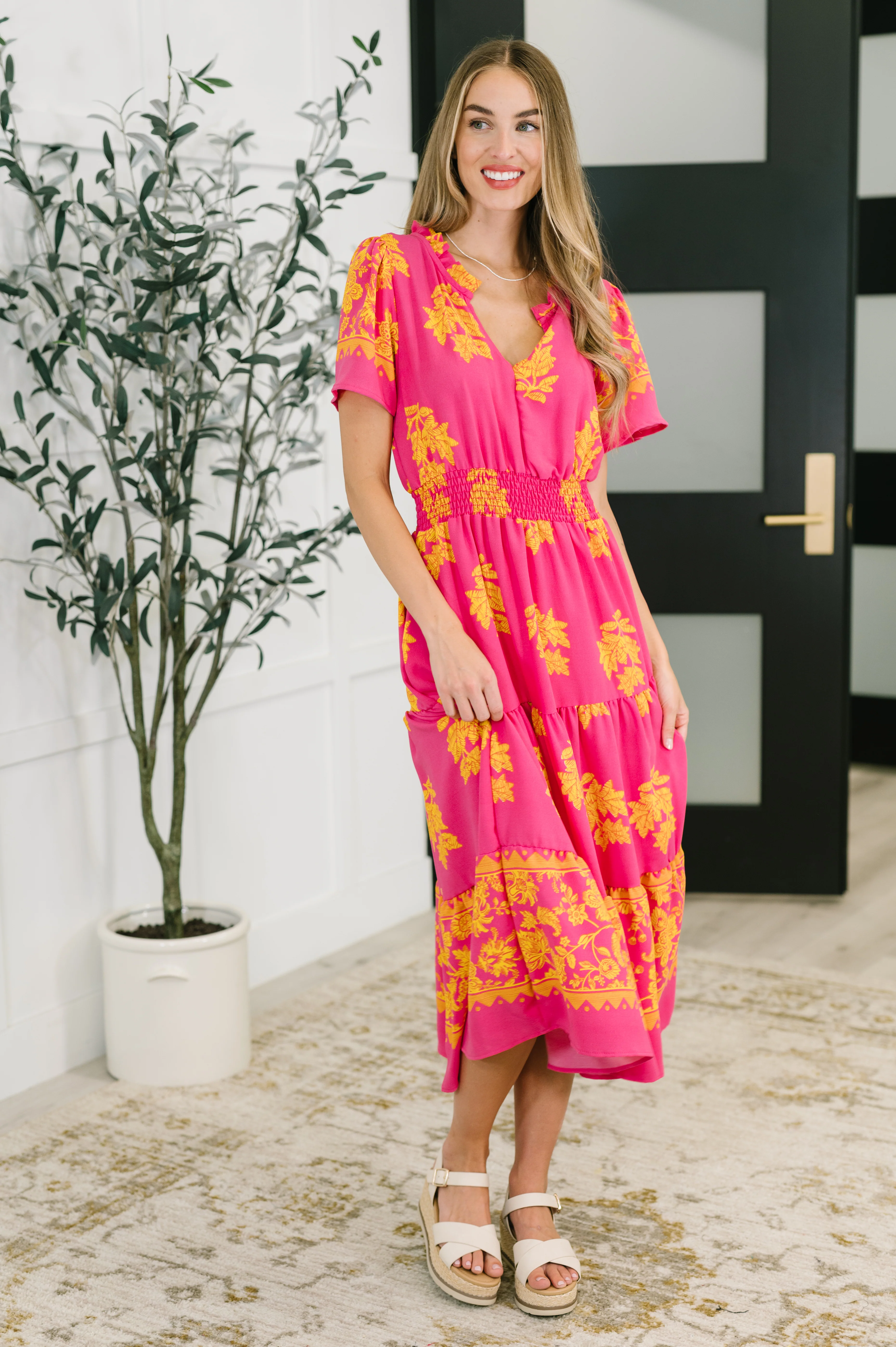 Whispering Willow V-Neck Dress in Fuchsia - 2/23/2026 - Image 3