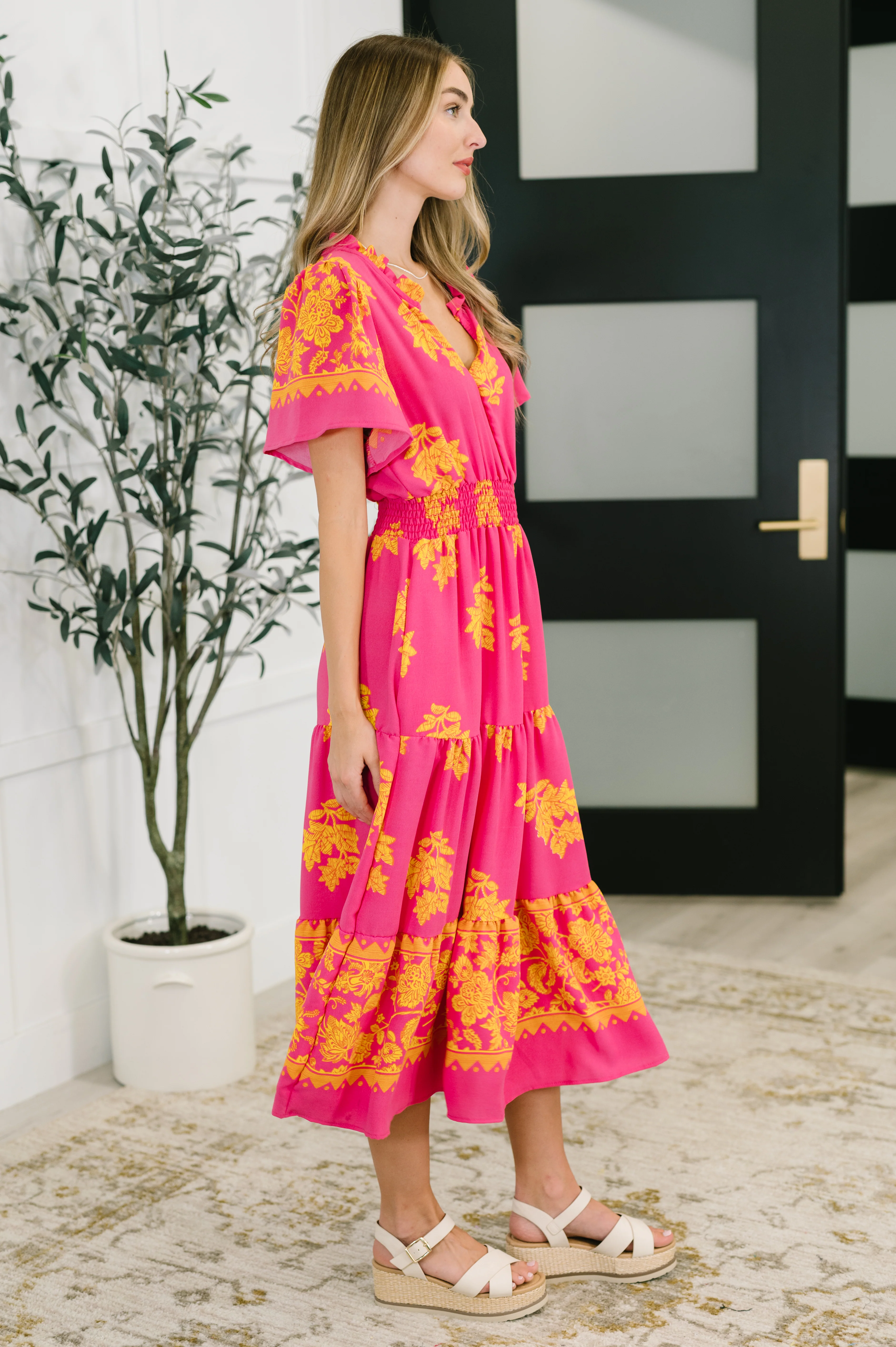 Whispering Willow V-Neck Dress in Fuchsia - 2/23/2026 - Image 4