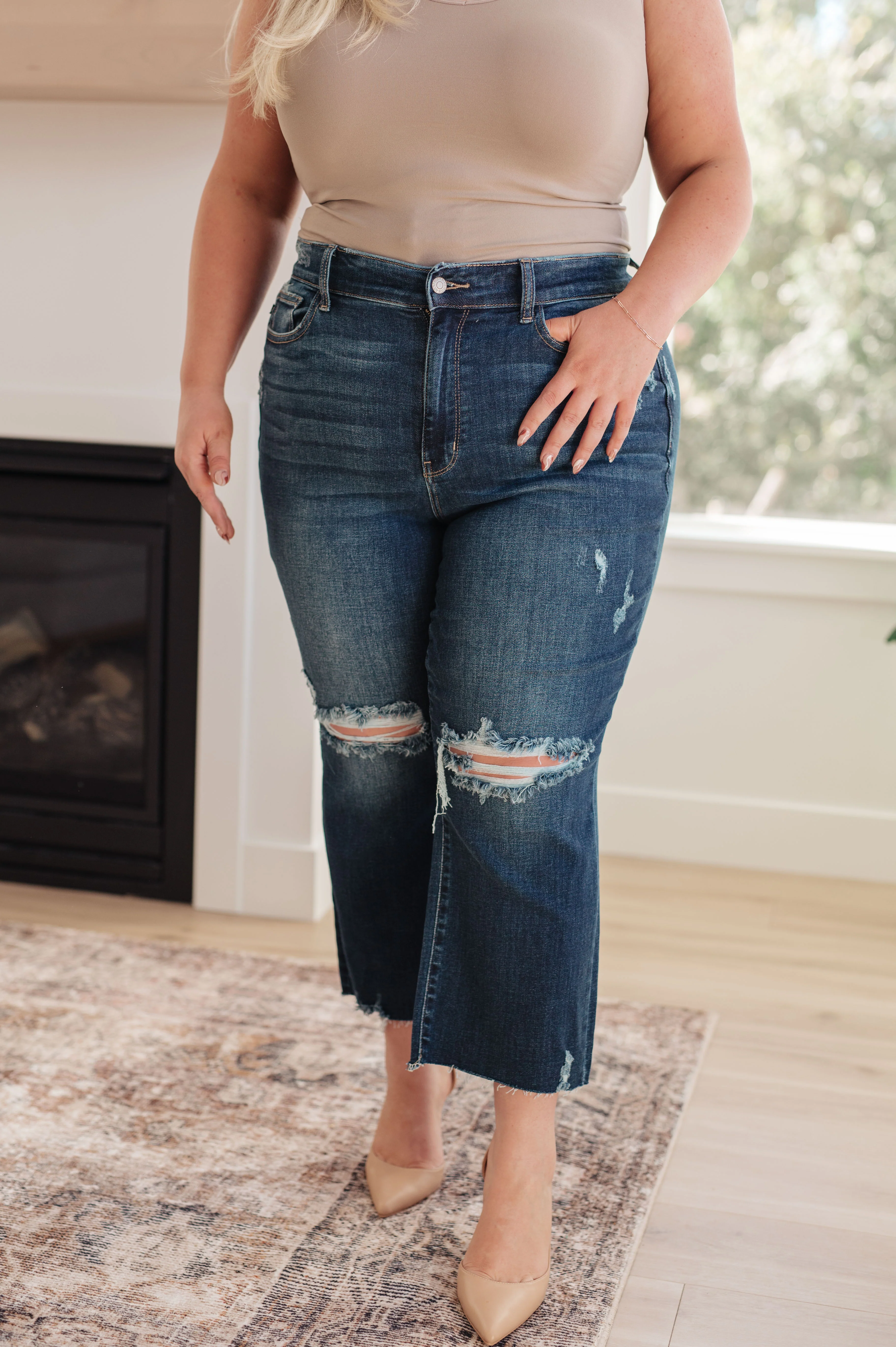 Whitney High Rise Distressed Wide Leg Crop Jeans - 11/1/2023 - Image 3