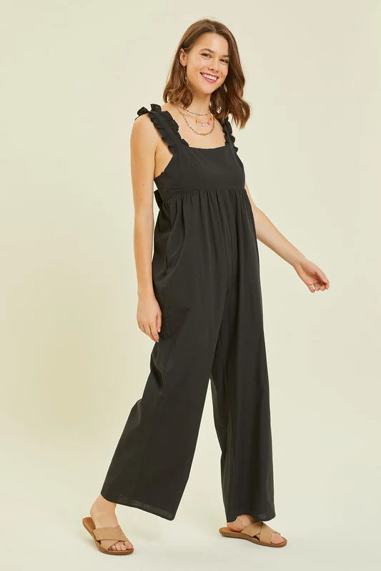 Wide Leg Jumpsuit Featured with Back Tie Detail - Image 2