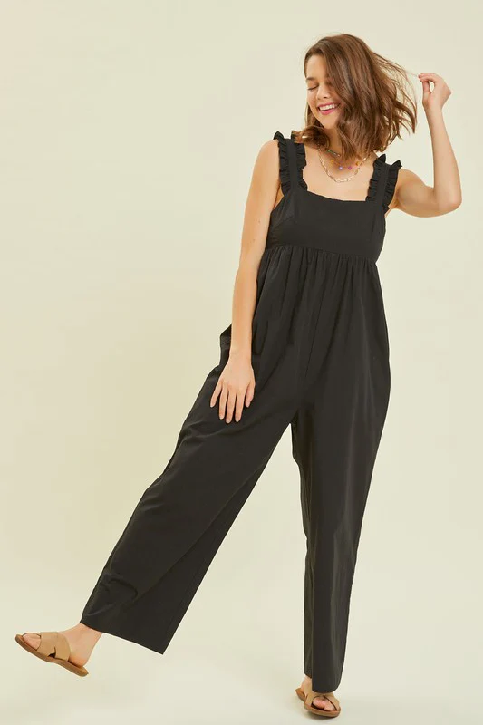 Wide Leg Jumpsuit Featured with Back Tie Detail - Image 3
