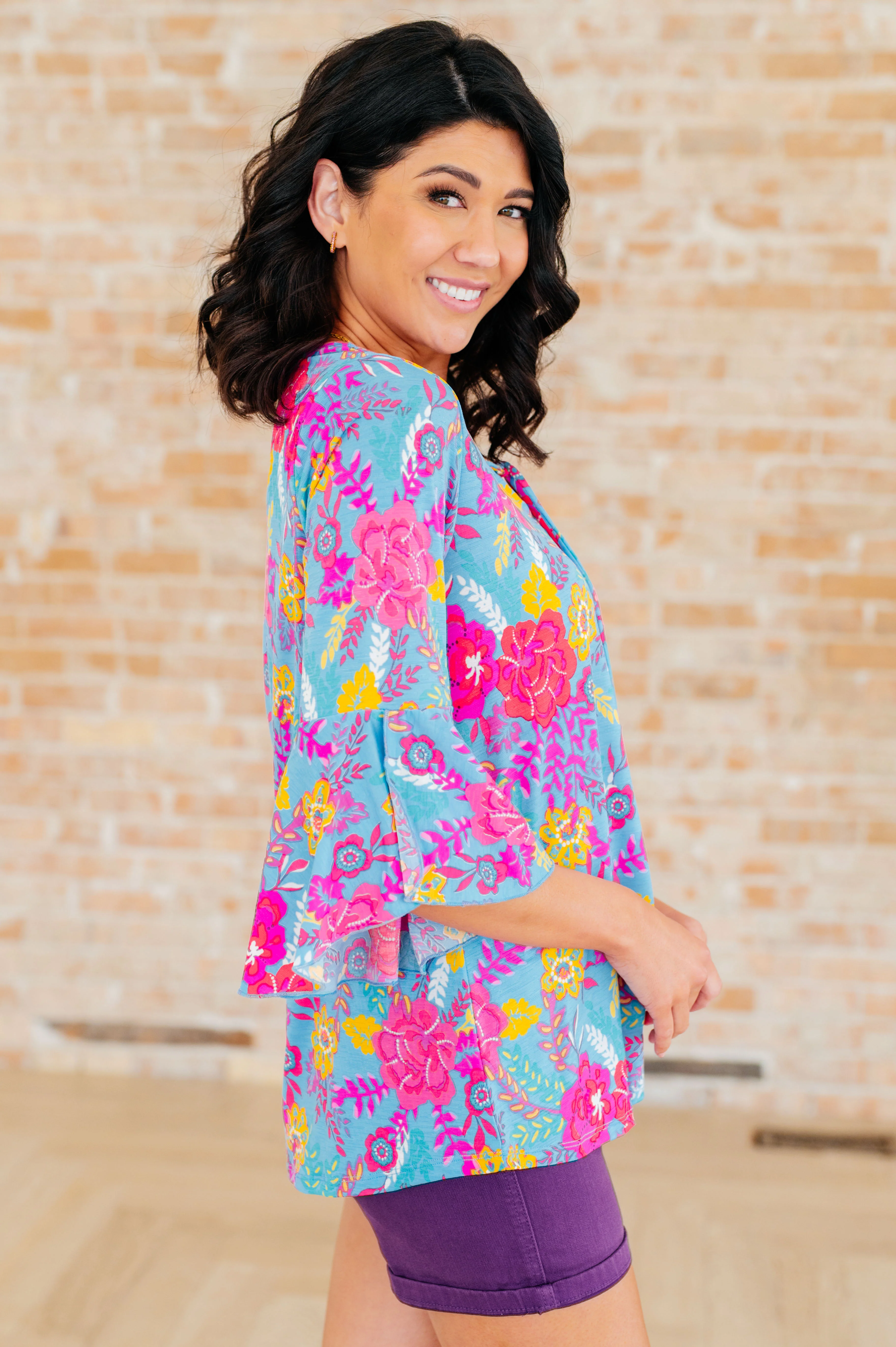 Willow Bell Sleeve Top in Bright Blue Floral - 4/4/2024 - Image 6