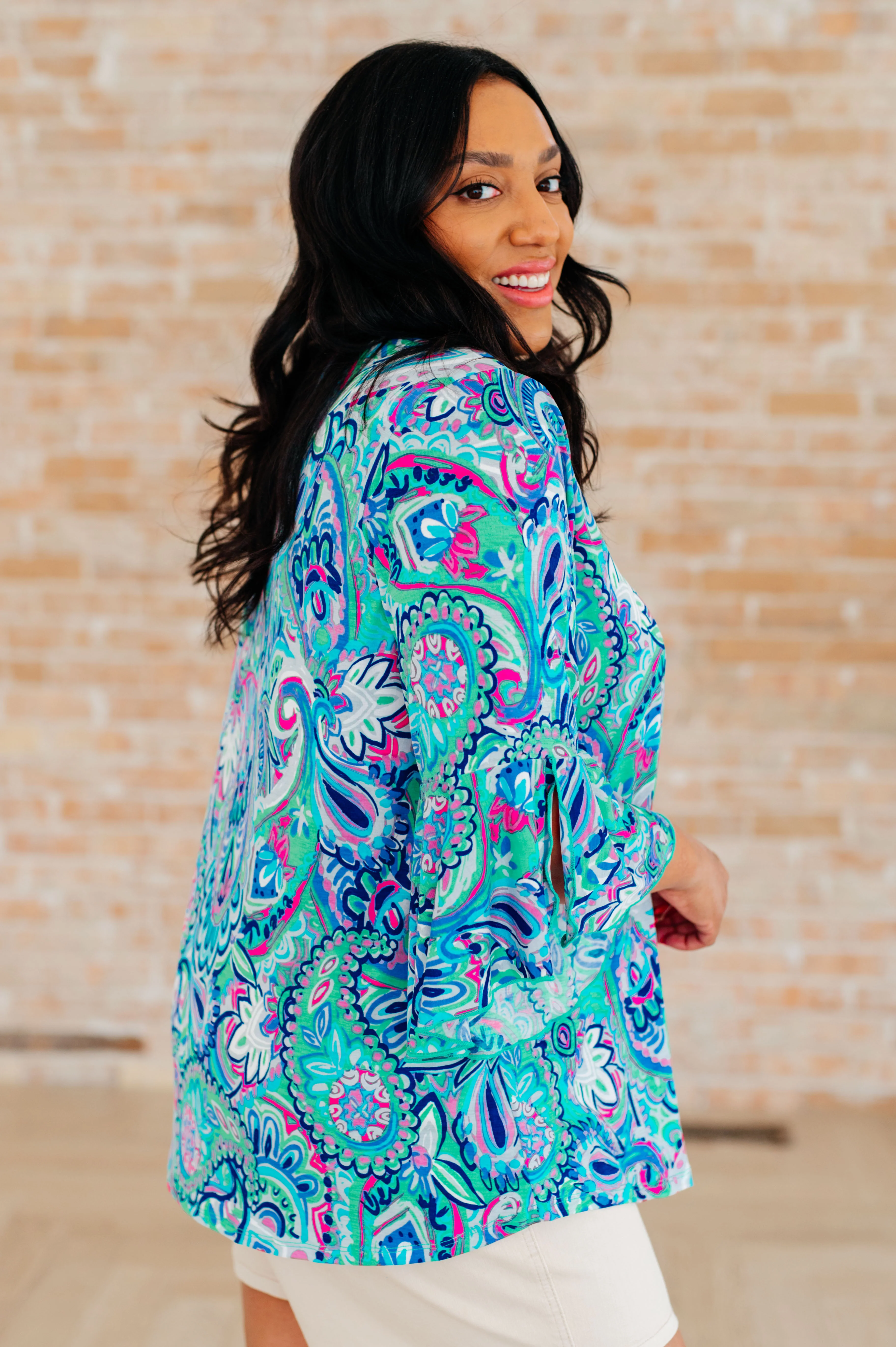 Willow Bell Sleeve Top in Emerald and Royal Paisley - 4/4/2024 - Image 5