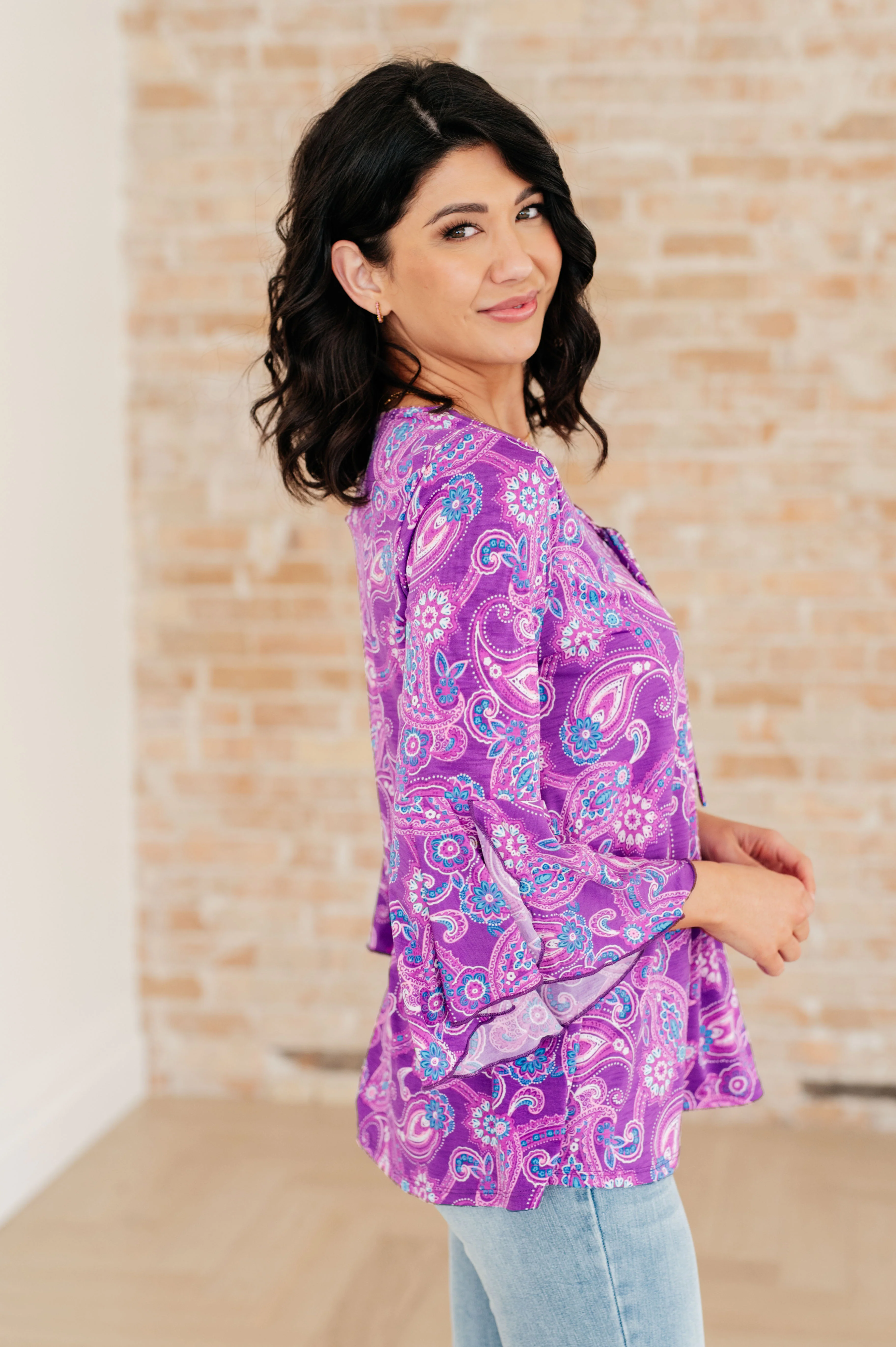 Willow Bell Sleeve Top in Lavender Paisley - 4/4/2024 - Image 4