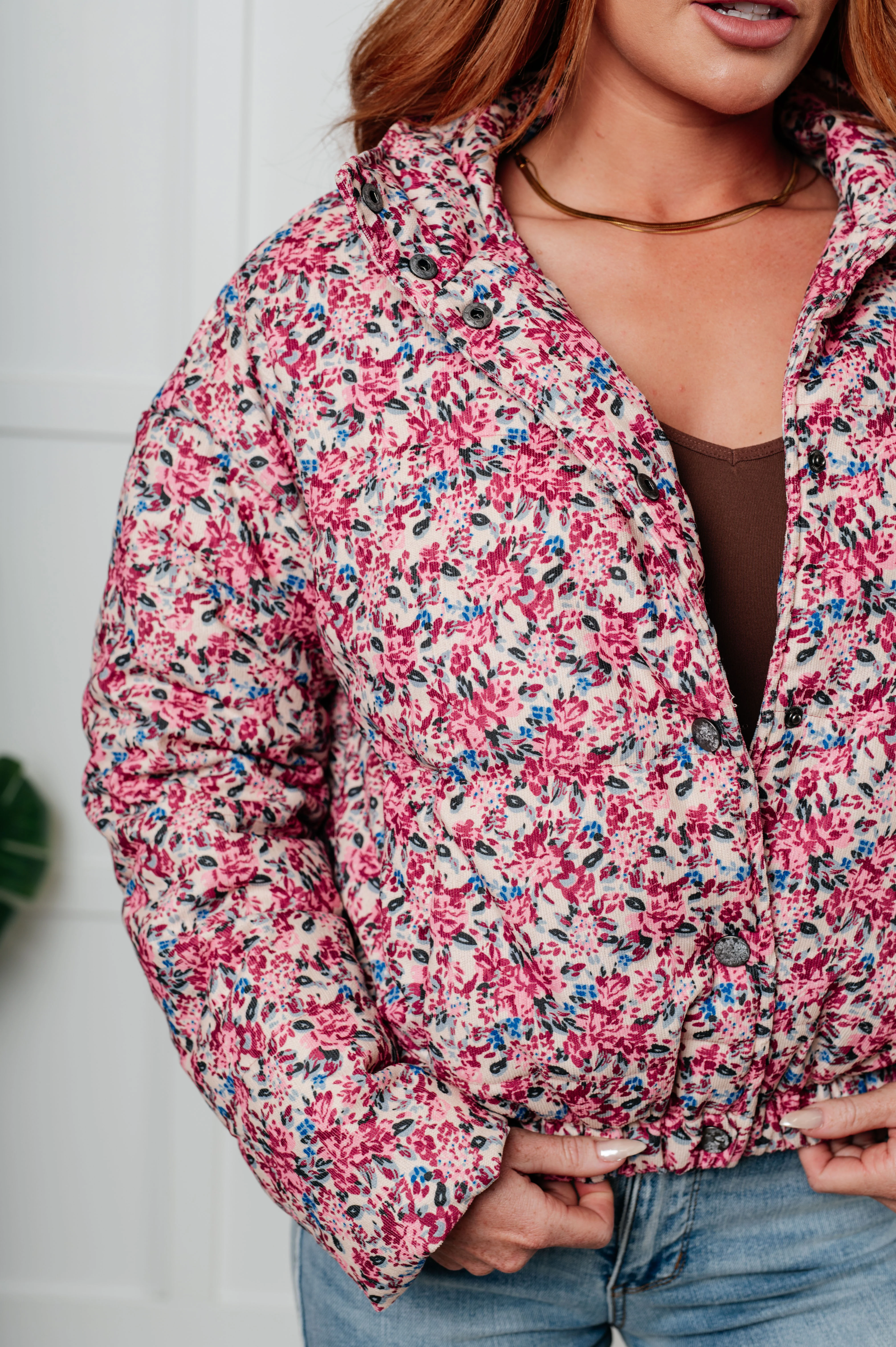 Wish Me Well Floral Printed Puffer Jacket in Cream Multi - 11/5/2024 - Image 3