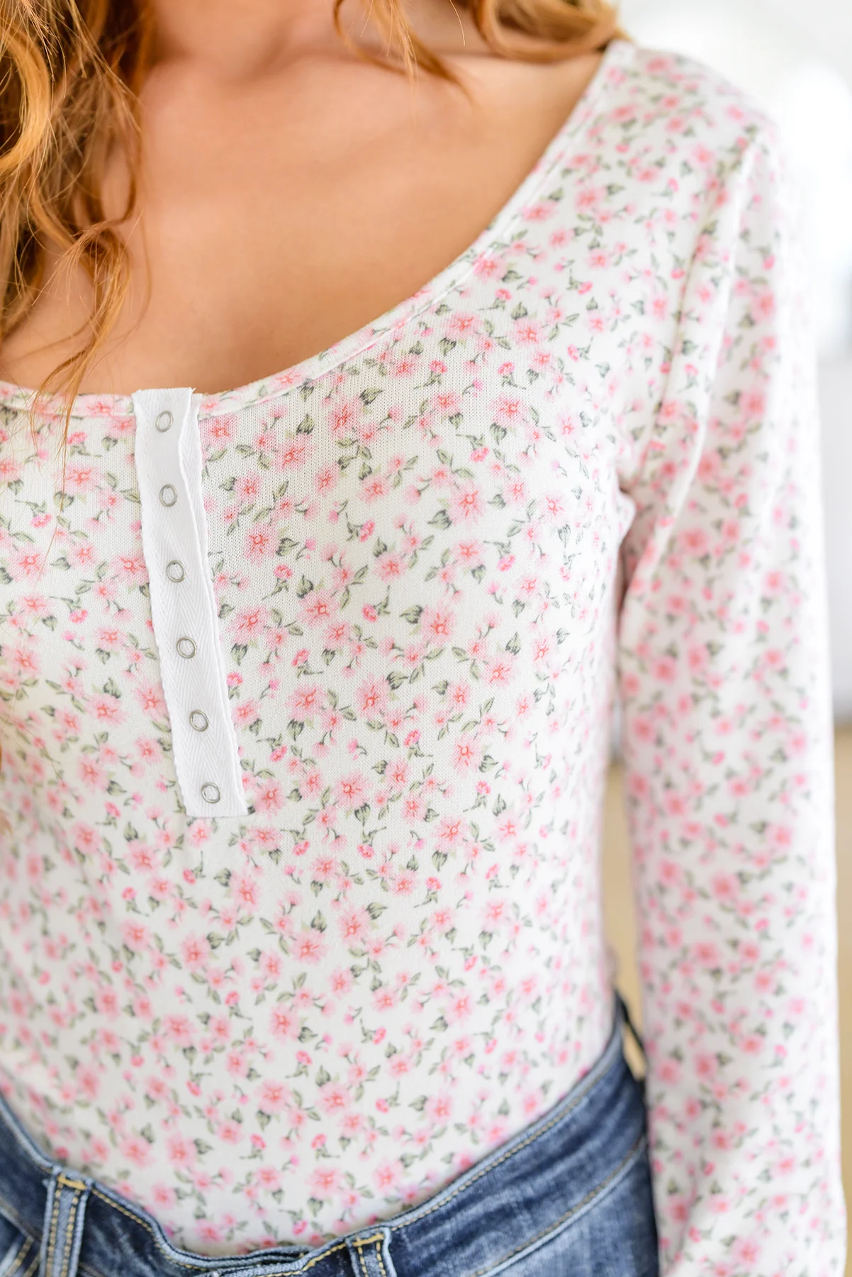Wistful Wishes Floral Henley Bodysuit - 2/28/2023 - Image 4