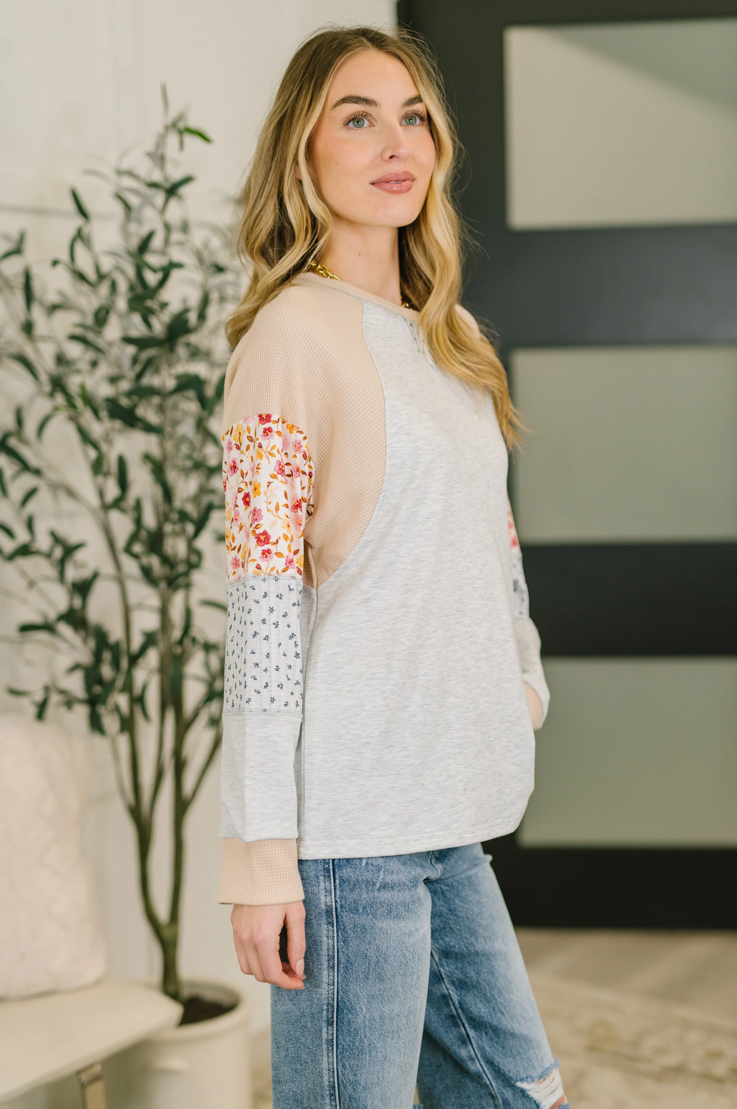 Wondering Aloud Patchwork Long Sleeve Top- 3/3/2026 NEW - Image 4