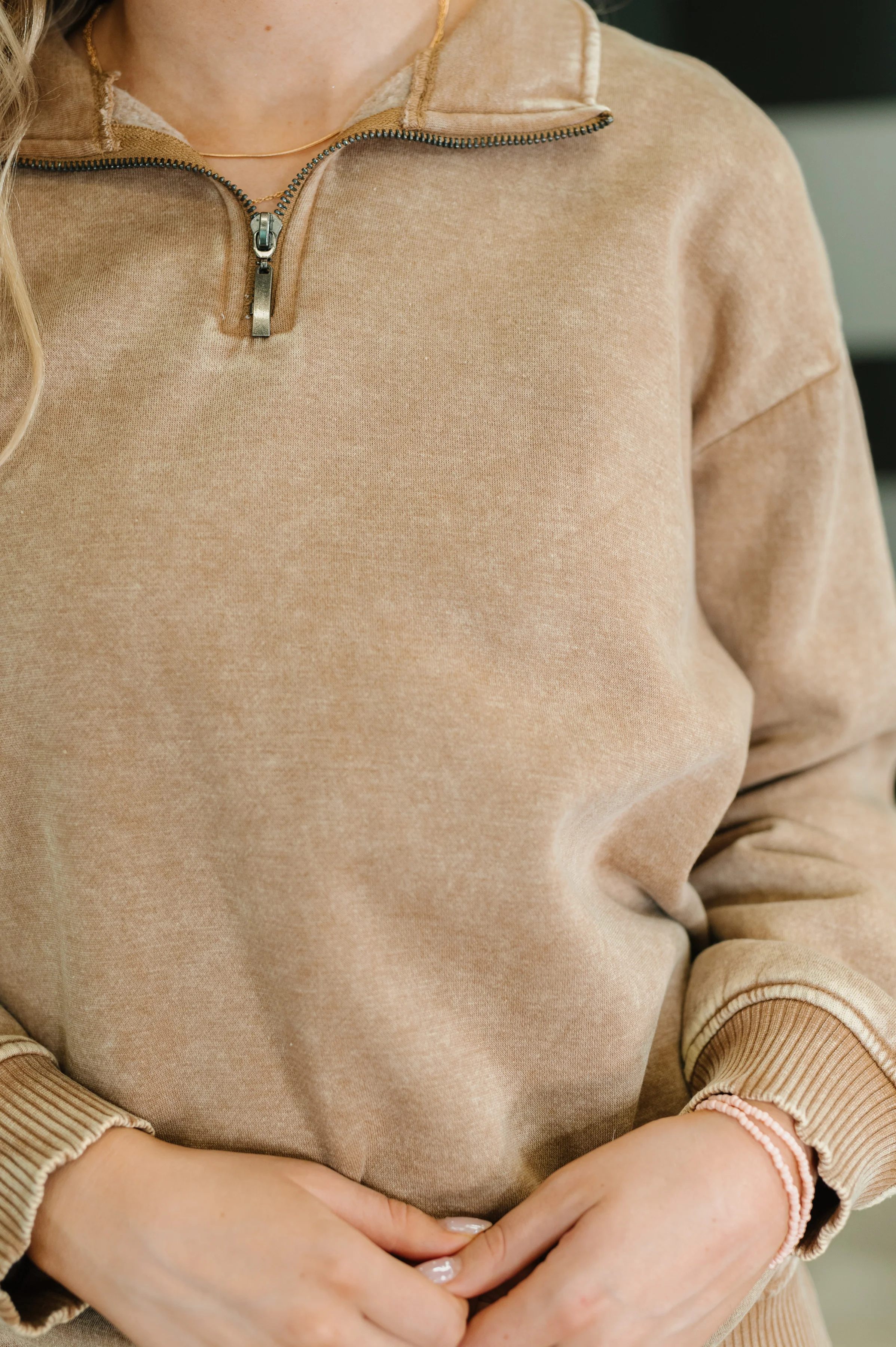 You Should Know Half Zip Pullover in Deep Camel - 10/1/2025 - Image 2