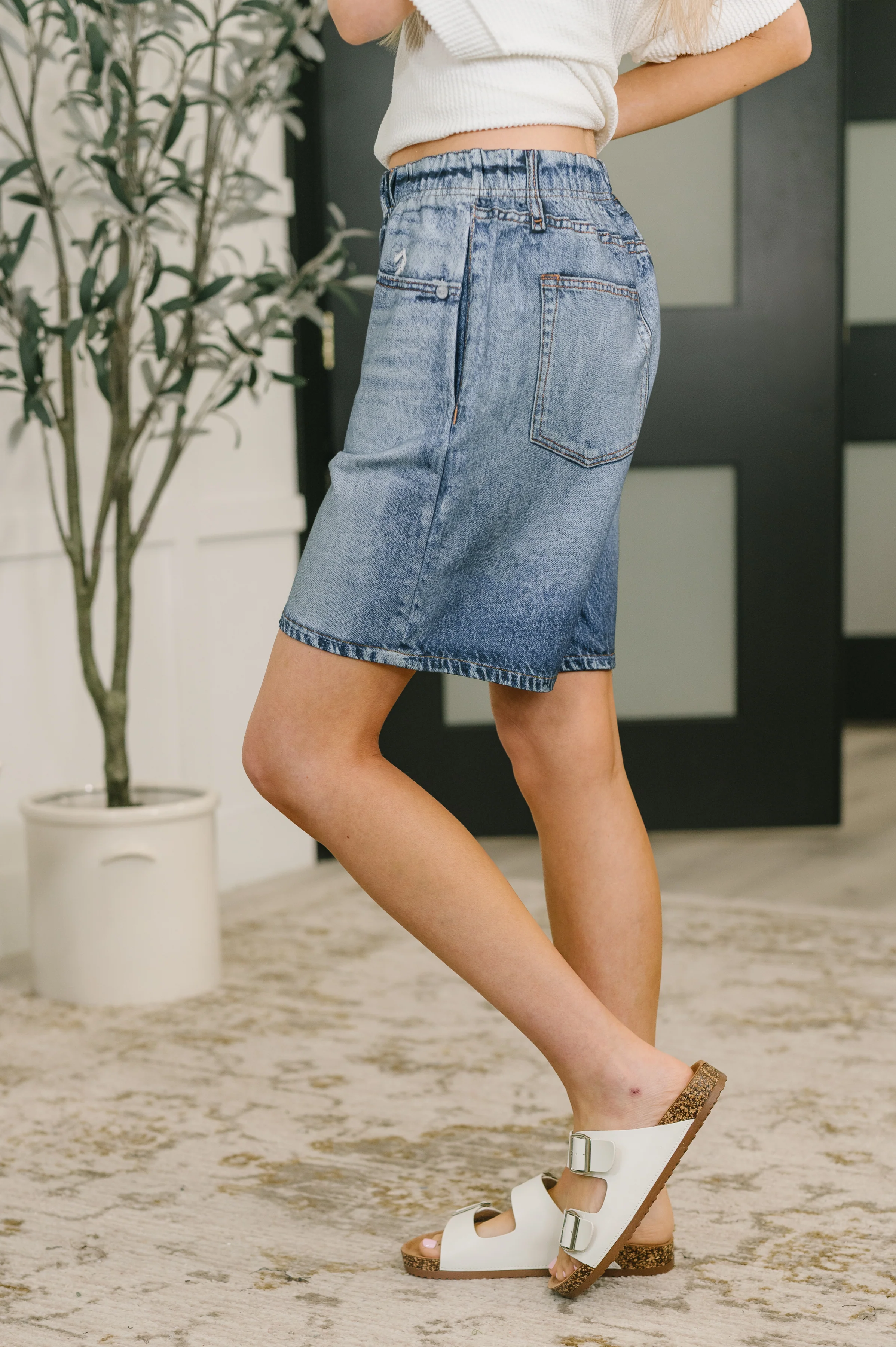 Zenim Printed High Waisted Shorts in Classic Denim - 4/7/2026 NEW - Image 4