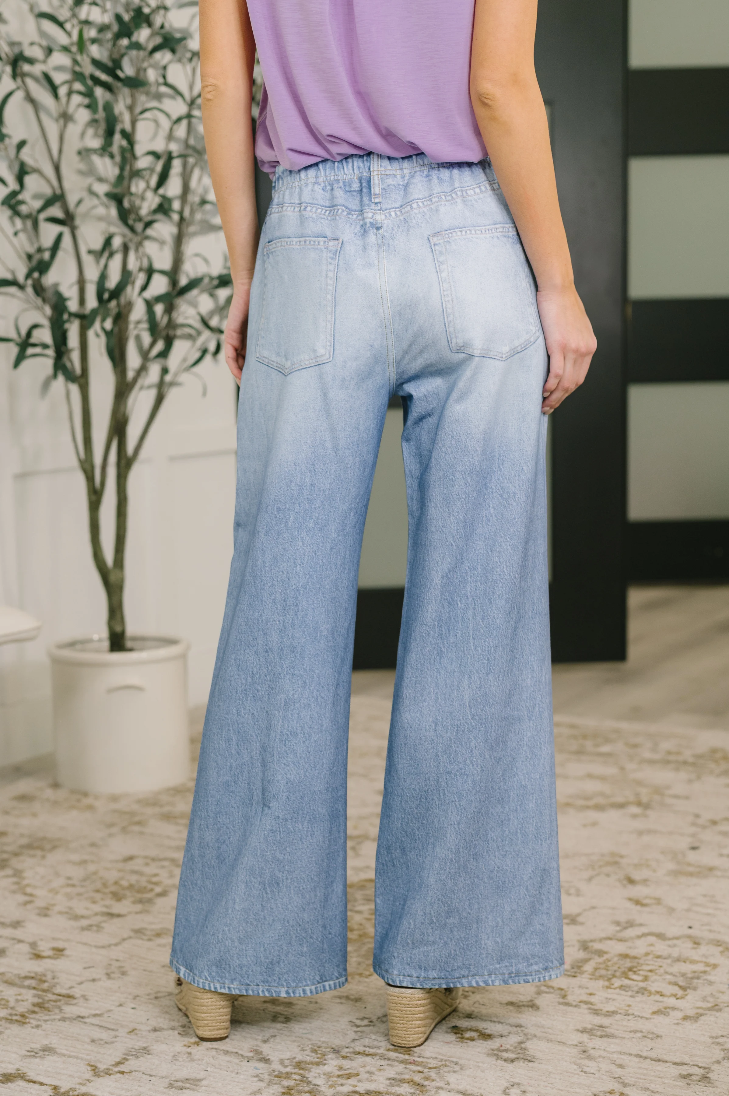 Zenim Printed Wide Leg Bottoms in Light Wash - 3/24/2026 NEW - Image 5